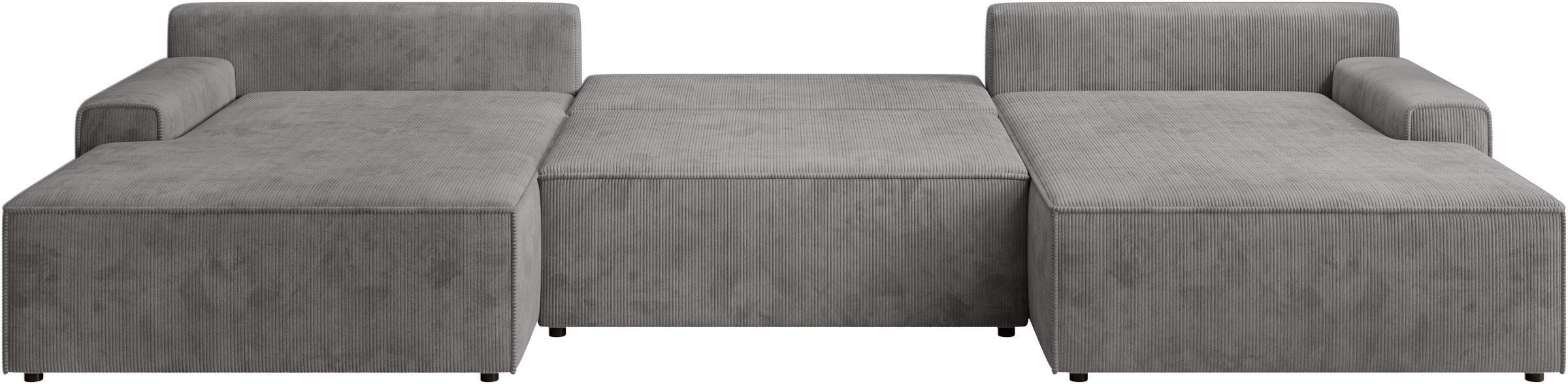 TRENDMANUFAKTUR Paysage de salon »Challenge, Schlafsofa mit Bettkasten, Couch in U-Form, Breite 333 cm« canapé XXL avec coffre et fonction lit, aussi en tissu velours côtelé tendance