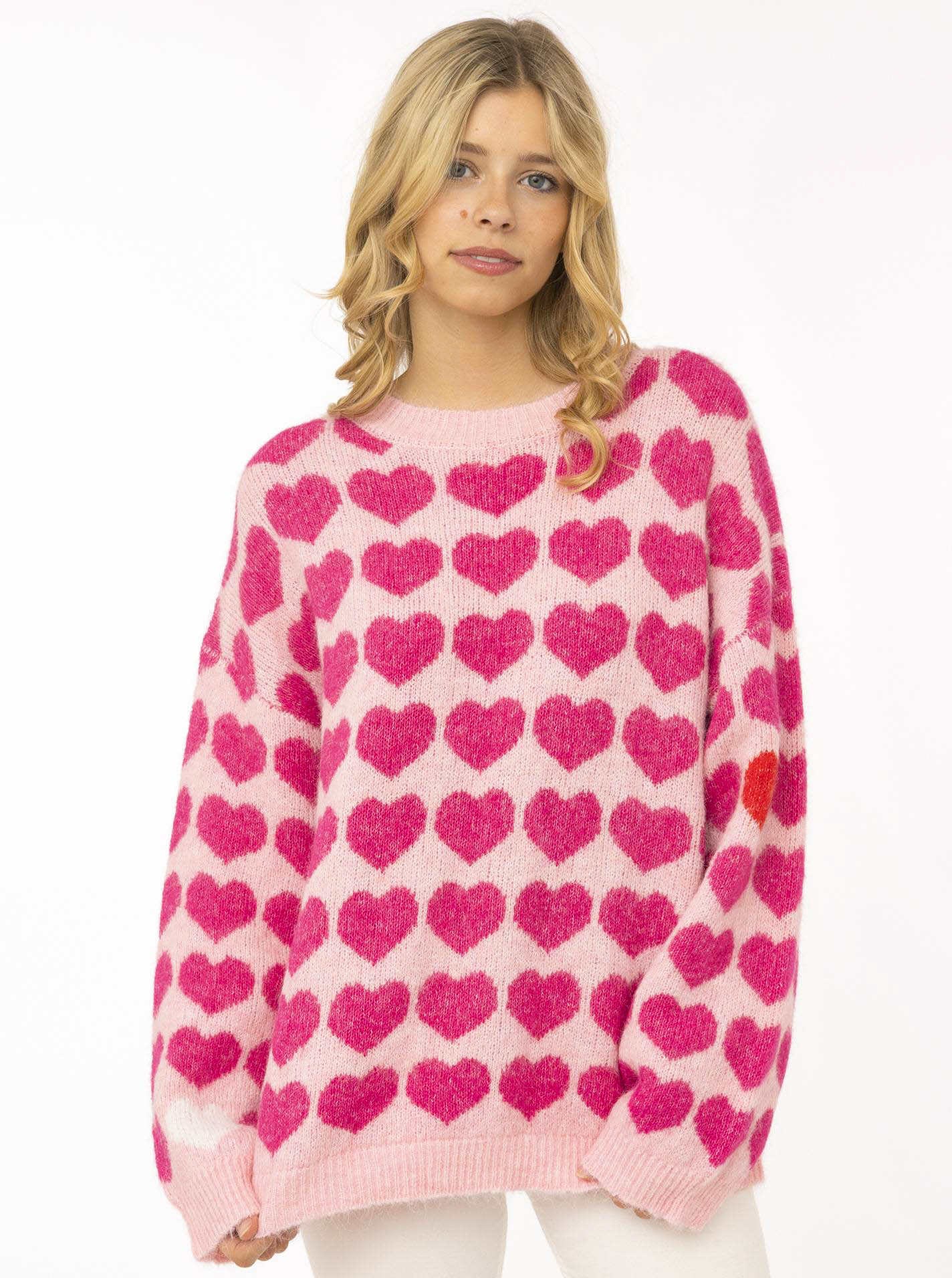 Zwillingsherz Pull en tricot »"HEARTS"« oversize, motif cœur, col rond, épaules tombantes, tricot