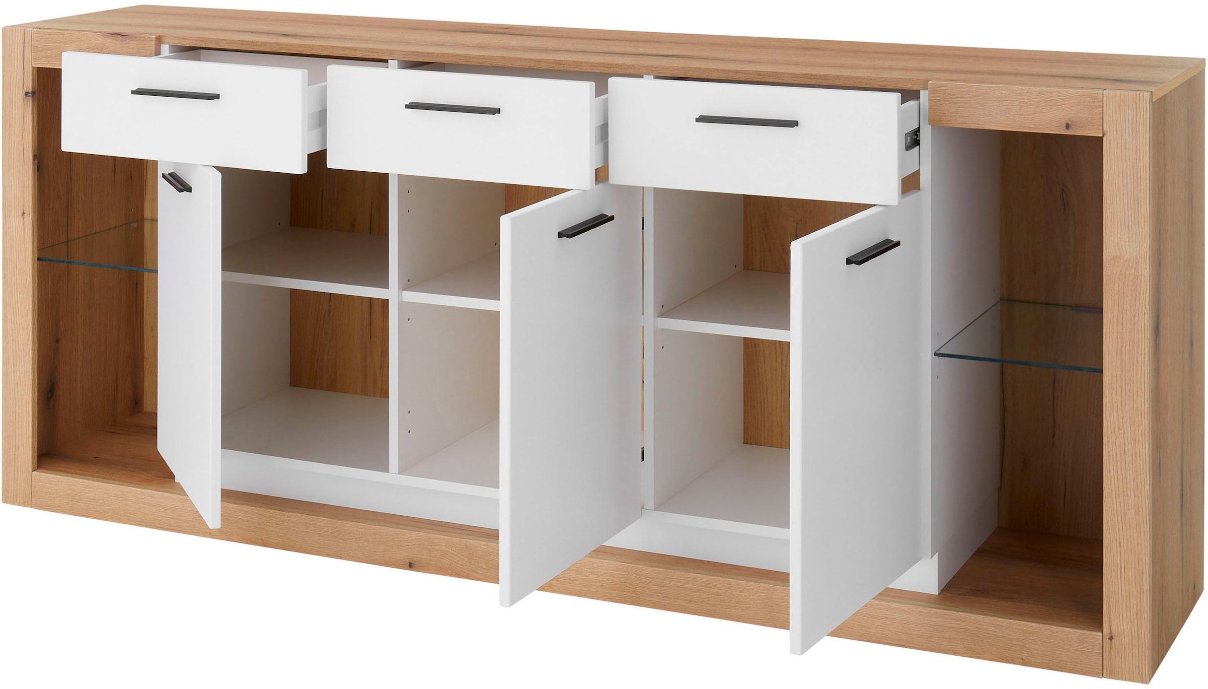 Home affaire Sideboard »Brixen, moderne Kommode, Stauraumelement in Eiche Evoke Dekor« Metallgriffe, ausreichend Stauraum, vielseitig einsetzbar