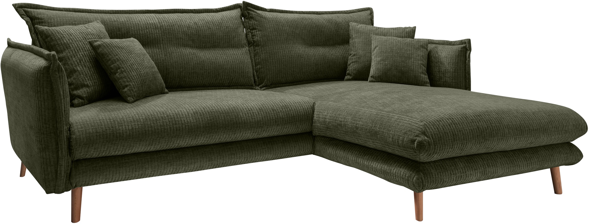 Home affaire Ecksofa »Lazio modern und bequem, schmale Armlehnen, tolle Detailverarbeitung« zwei verschiedene Fussfarben wählbar