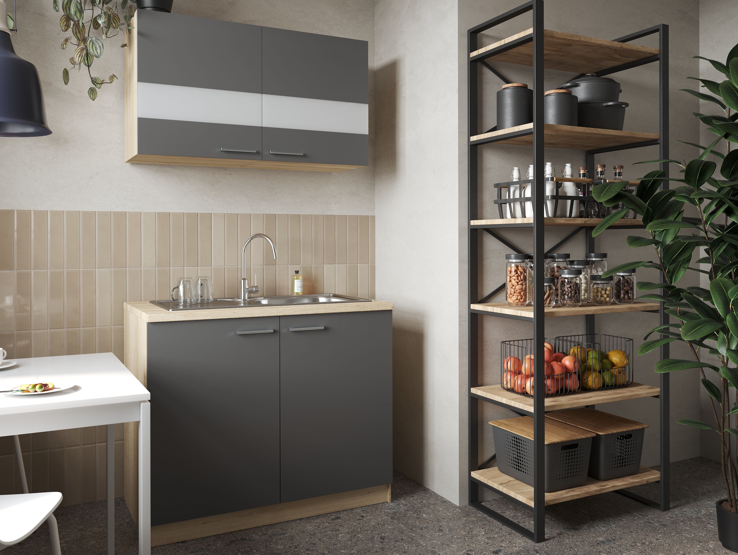 RESPEKTA Kitchenette »Merle« Breite 100 cm, mit Soft-Close Funktion, Edelstahlspüle BALTIMORE
