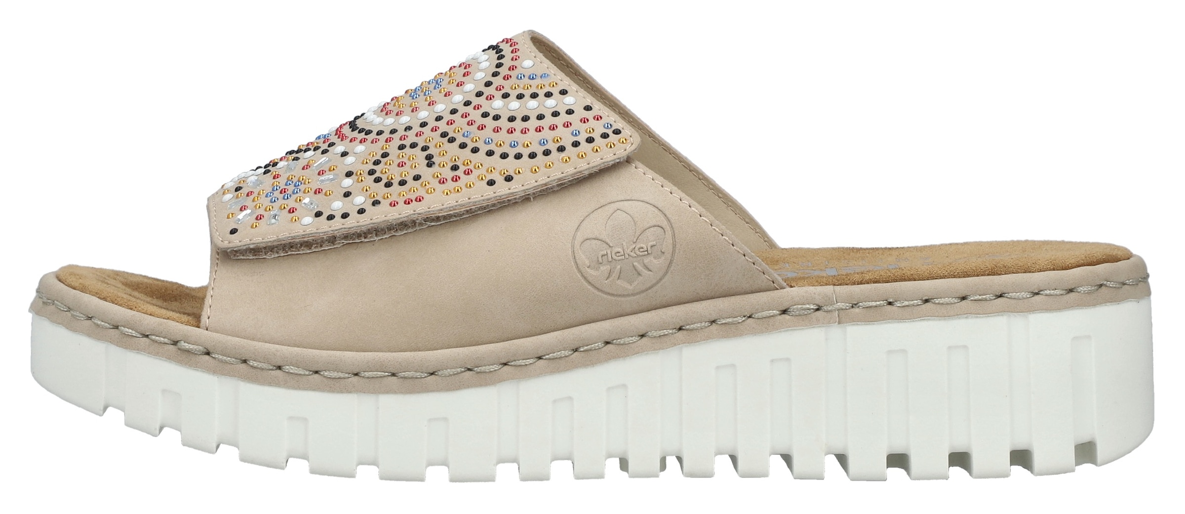 Rieker Pantolette  Sommerschuh, Strandschuh, Hausschuh mit regulierbarem Klettverschluss