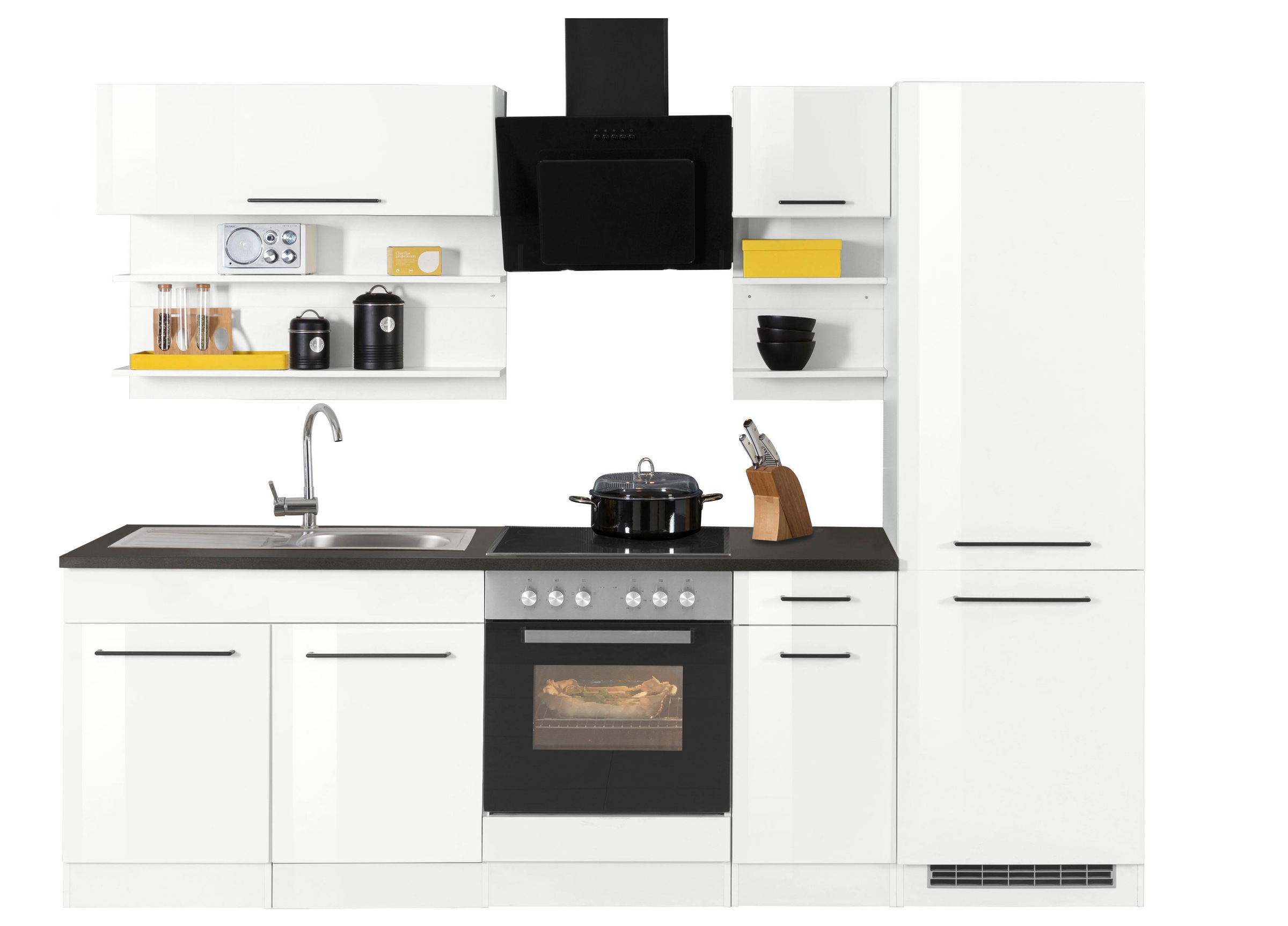 KOCHSTATION Kitchenette »KS-Tulsa« sans appareils électriques, largeur 270 cm, poignées en métal noir, façades MDF