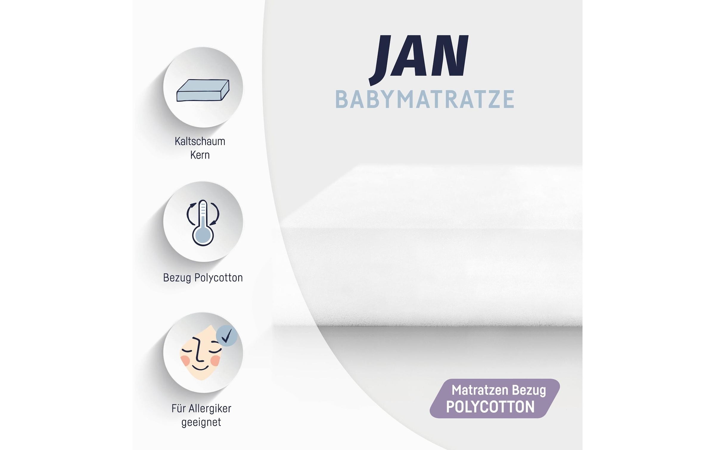 Julius Zöllner Matelas pour bébé »Babymatratze Weiss«