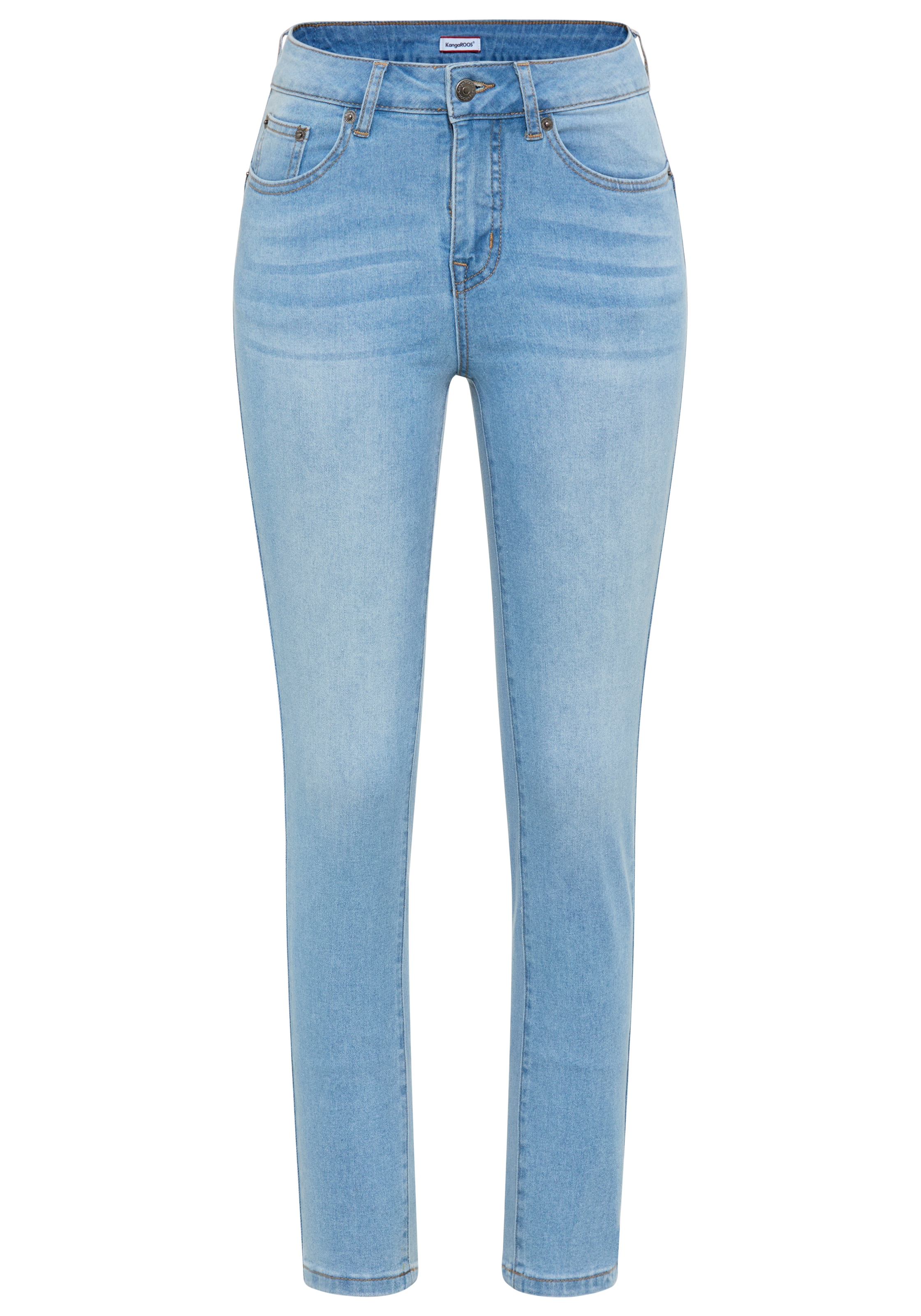 KangaROOS Jeans slim »CROPPED HIGH WAIST SLIM FIT« schmale Passform,  Röhrenjeans,  trendige Used-Waschung