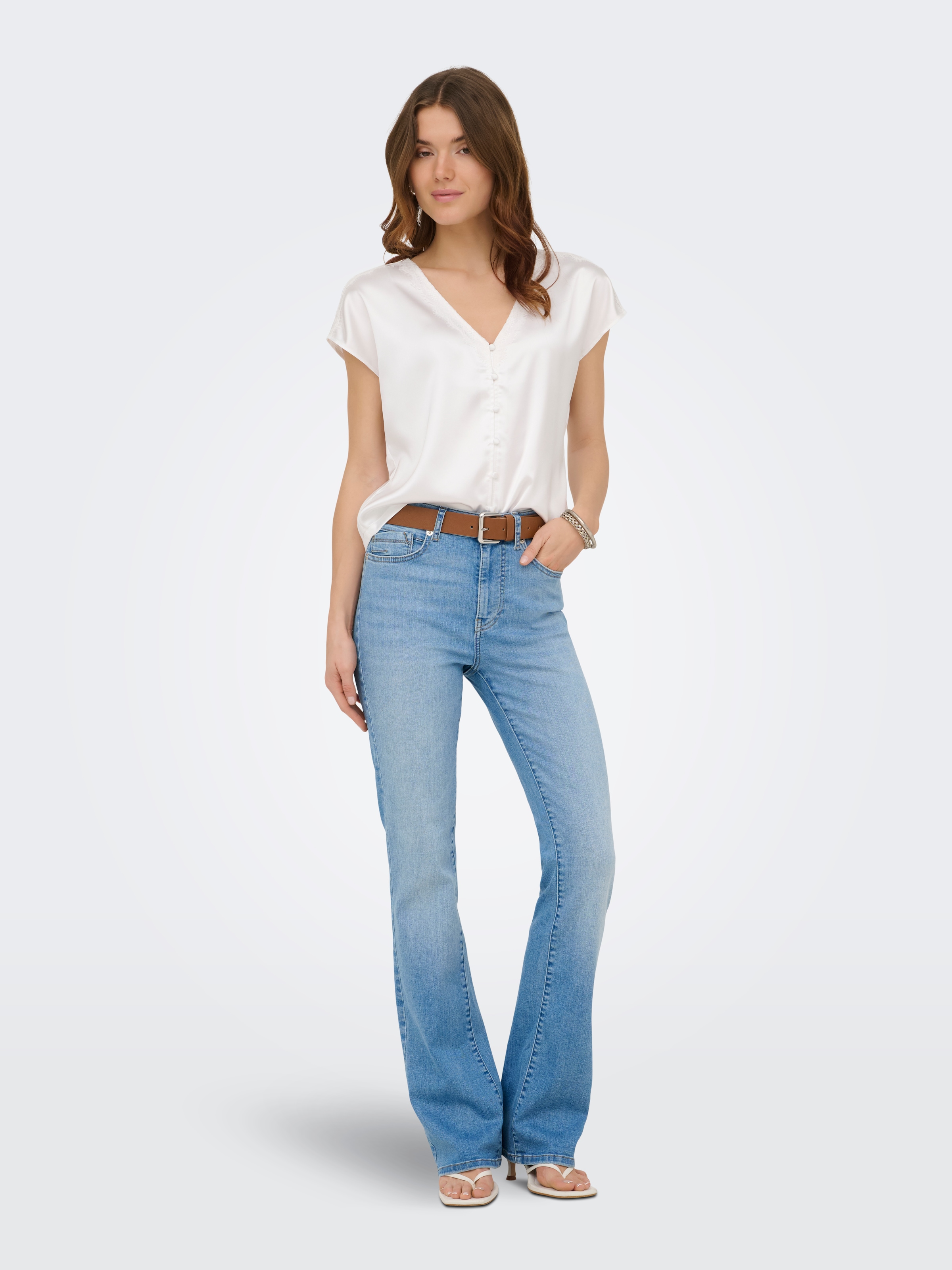 ONLY Jeans bootcut »ONLRAYNA HW SLM FLARED DNM REA281« mélange de coton, taille haute