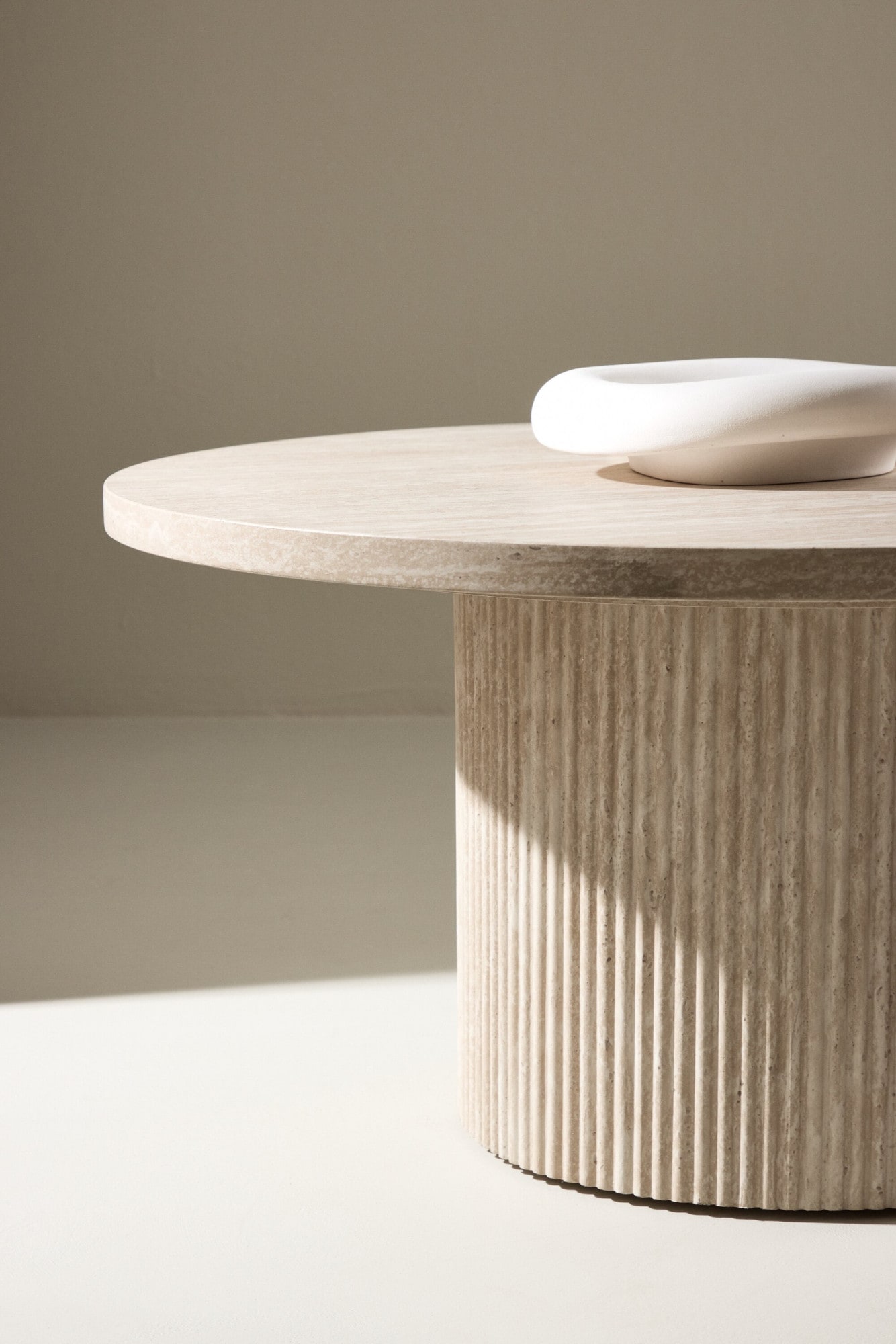 Venture Home Table basse »Härön, runder Couchtisch in Travertinoptik, Ø 80 cm« table basse, MDF, papier 3D, ronde, basse, élégante