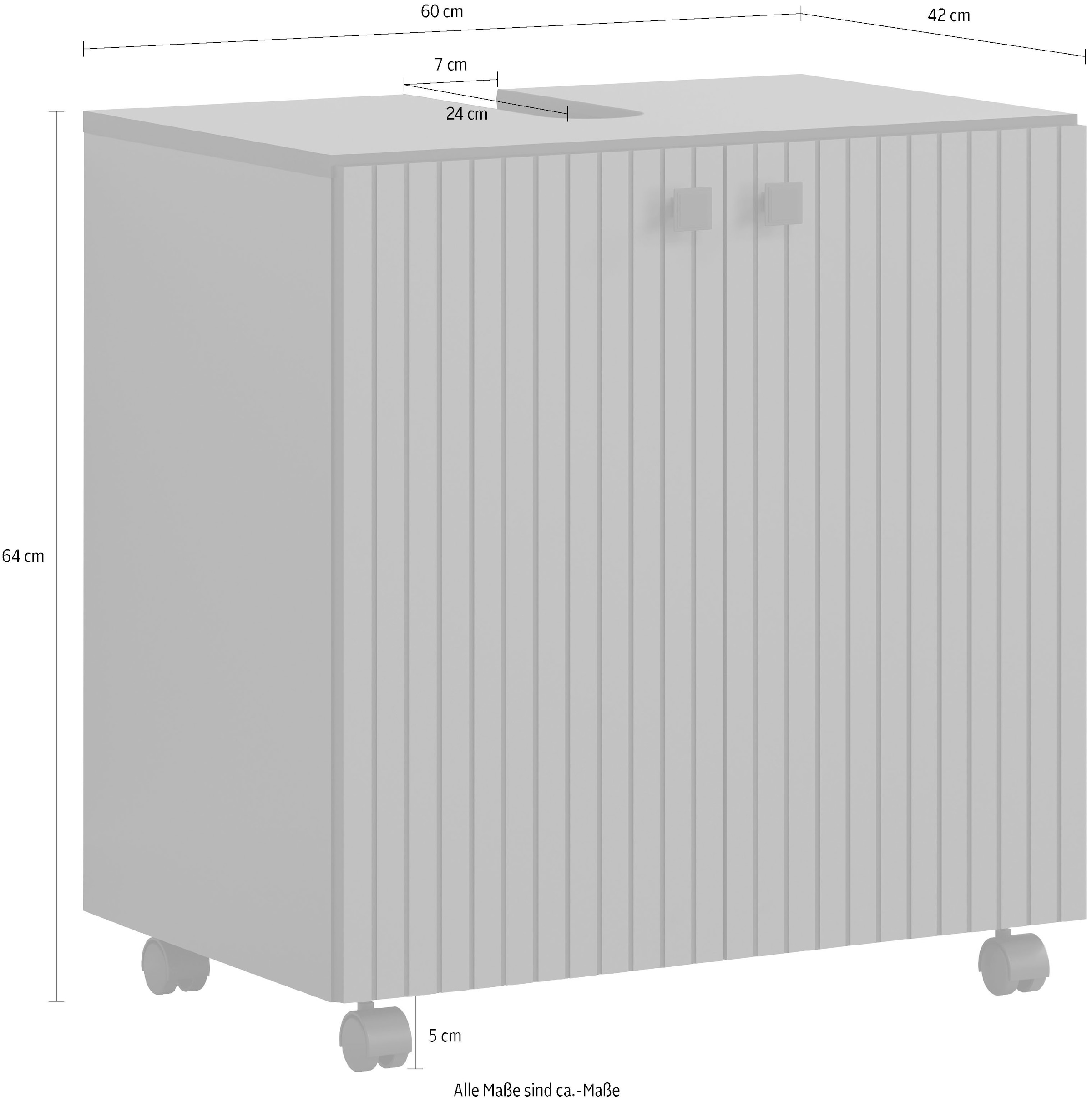 welltime Armoire sous lavabo »Amrum« Waschtisch auf Rollen - (B/T/H) wahlweise 60-80/42/64 cm