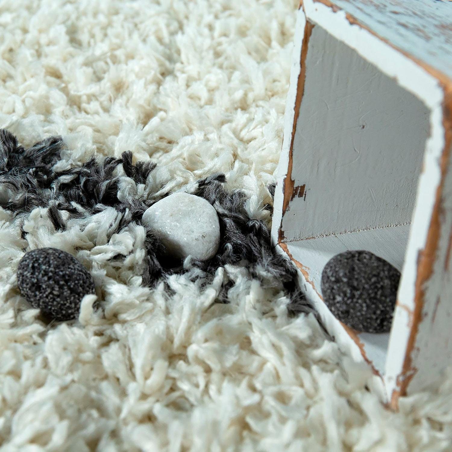 Paco Home Tapis à poils longs »Helsinki 531« Rectangulaire 45 mm Höhe weicher Hochflor-Shaggy, Scandi Design, mit Fransen