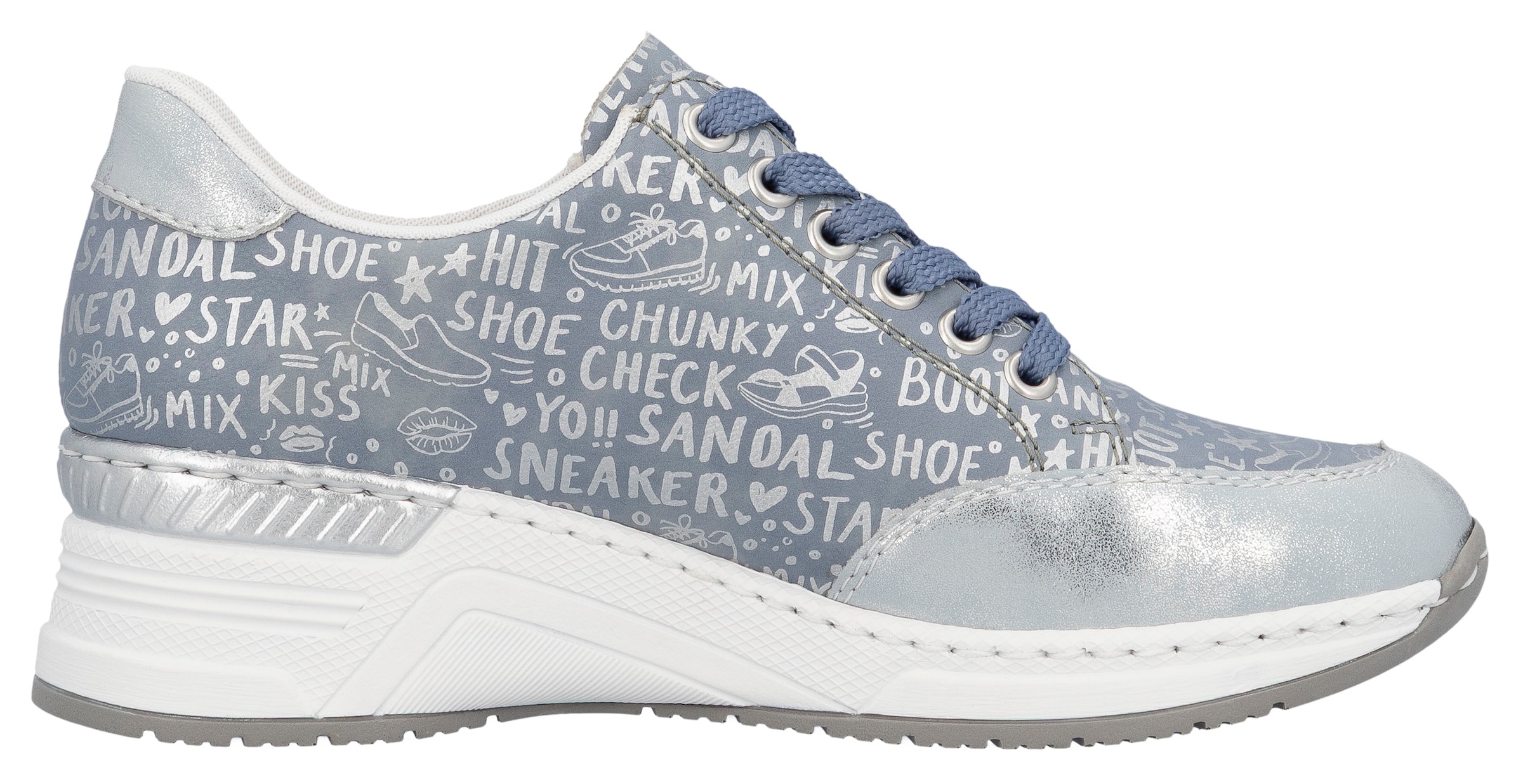 Rieker Sneakers  mit Lettern bedruckt, Freizeitschuh, Halbschuh, Schnürschuh