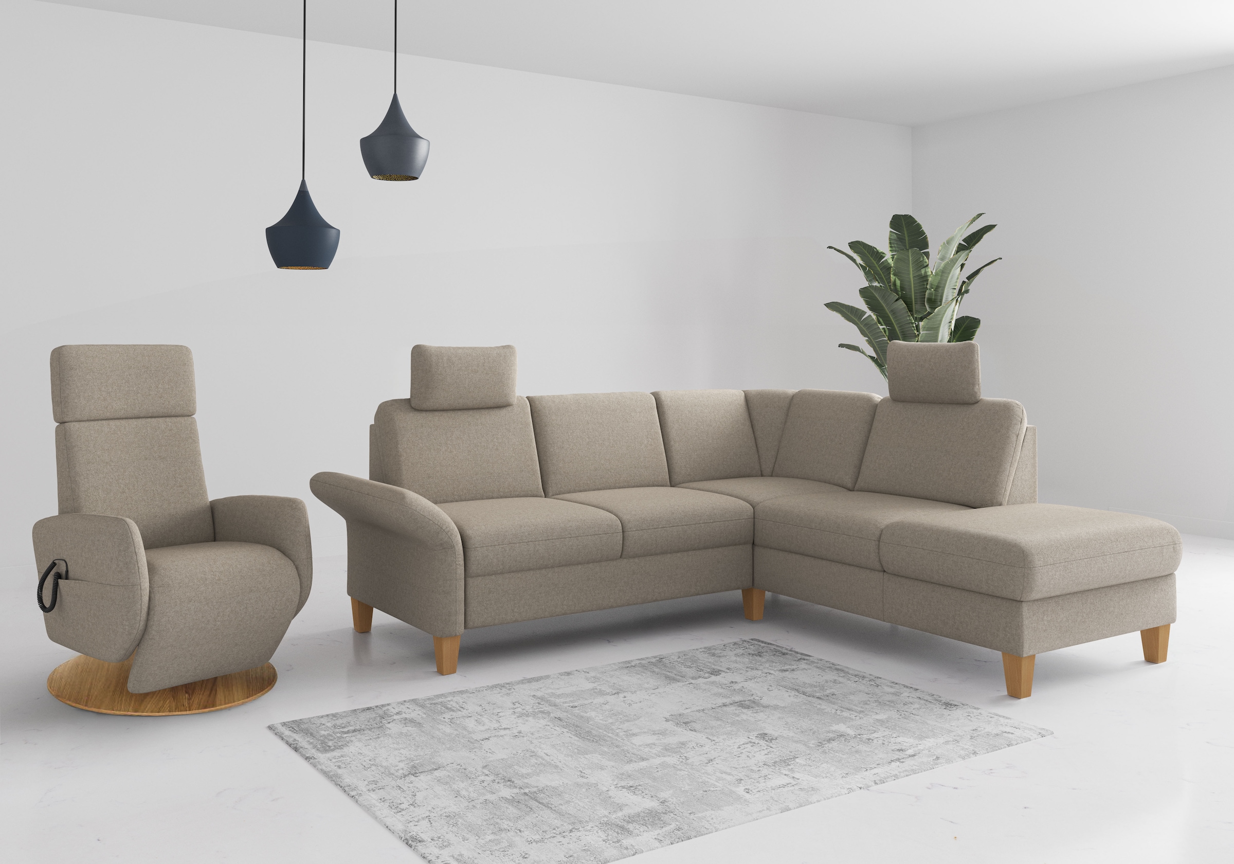 Home affaire Canapé d'angle »Rochelle, L-Form« wahlweise mit Armteilverstellung, Bettfunktion und Bettkasten