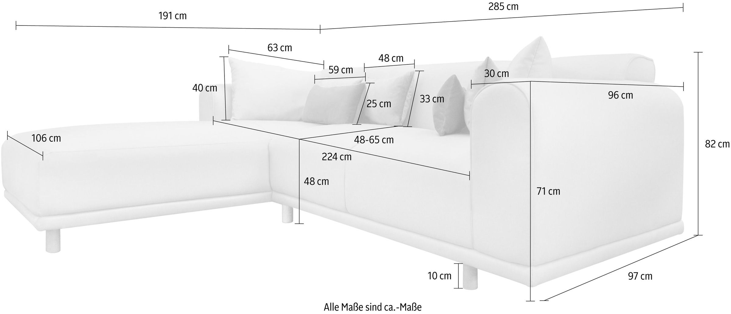 GOODproduct Ecksofa »Maroon L-Form« in skandinavischem Design, mit losen Kissen