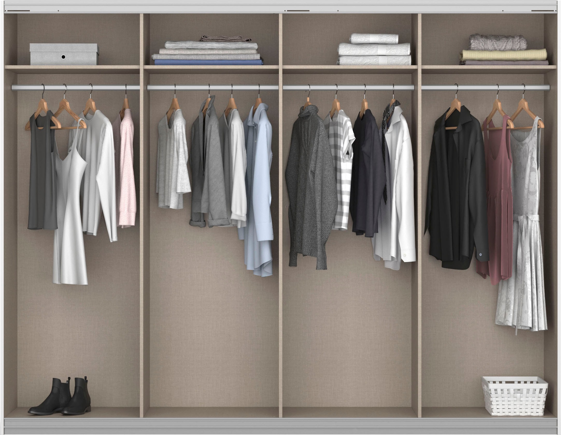 rauch Schwebetürenschrank »Kleiderschrank Schrank Garderobe Wäscheschrank Ankleide SYNCRONO« Breiten 271/316/361 cm Höhen 211/230 cm,  mit Synchronöffnung