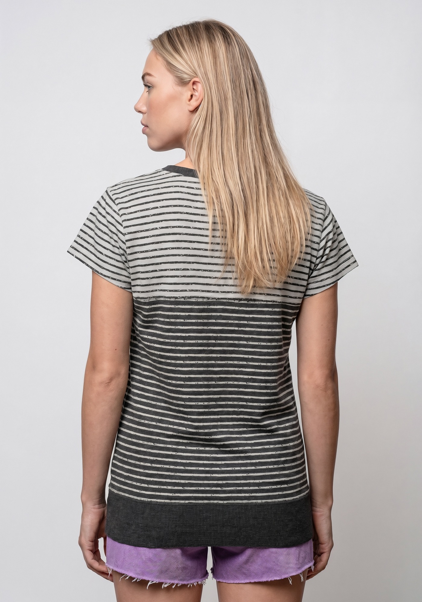 Alife & Kickin Shirt à col rond »CosmaAK B« T-shirt basique polyvalent avec rayures et ourlet large