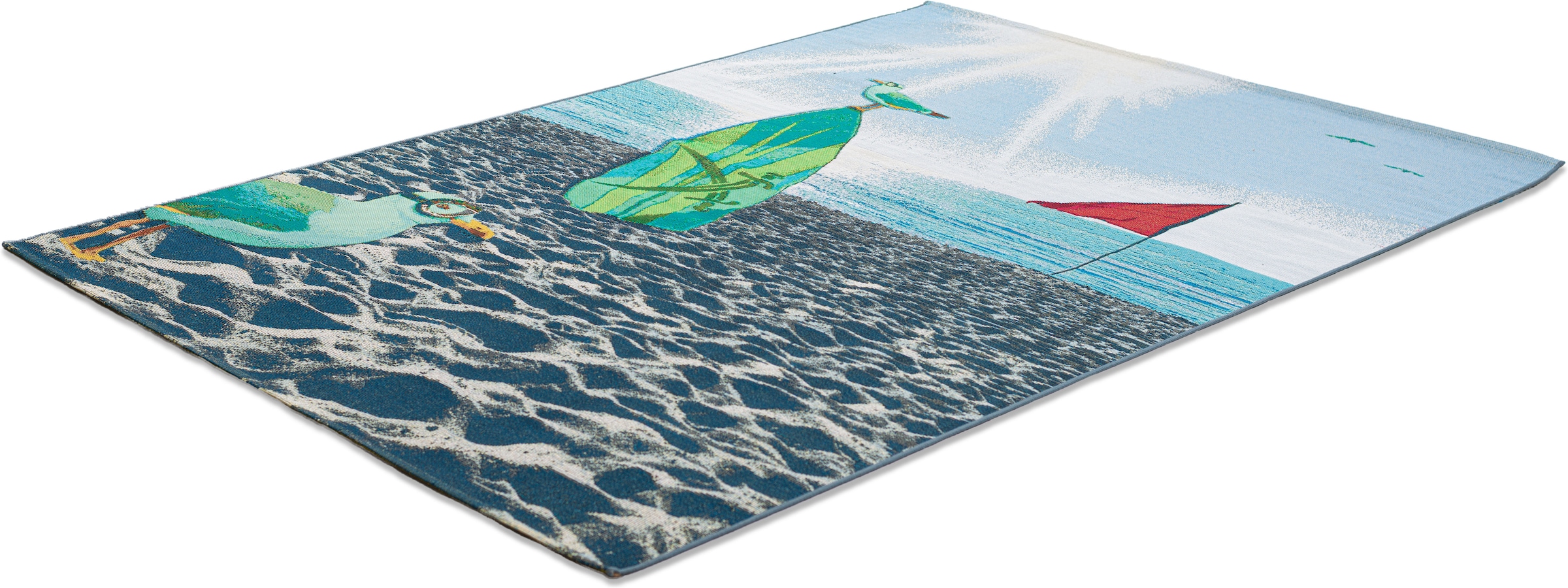 Sansibar Tapis »Rantum Beach SA-021« Rectangulaire 5 mm Höhe tissu plat, design moderne, plage & surf, adapté à l'extérieur
