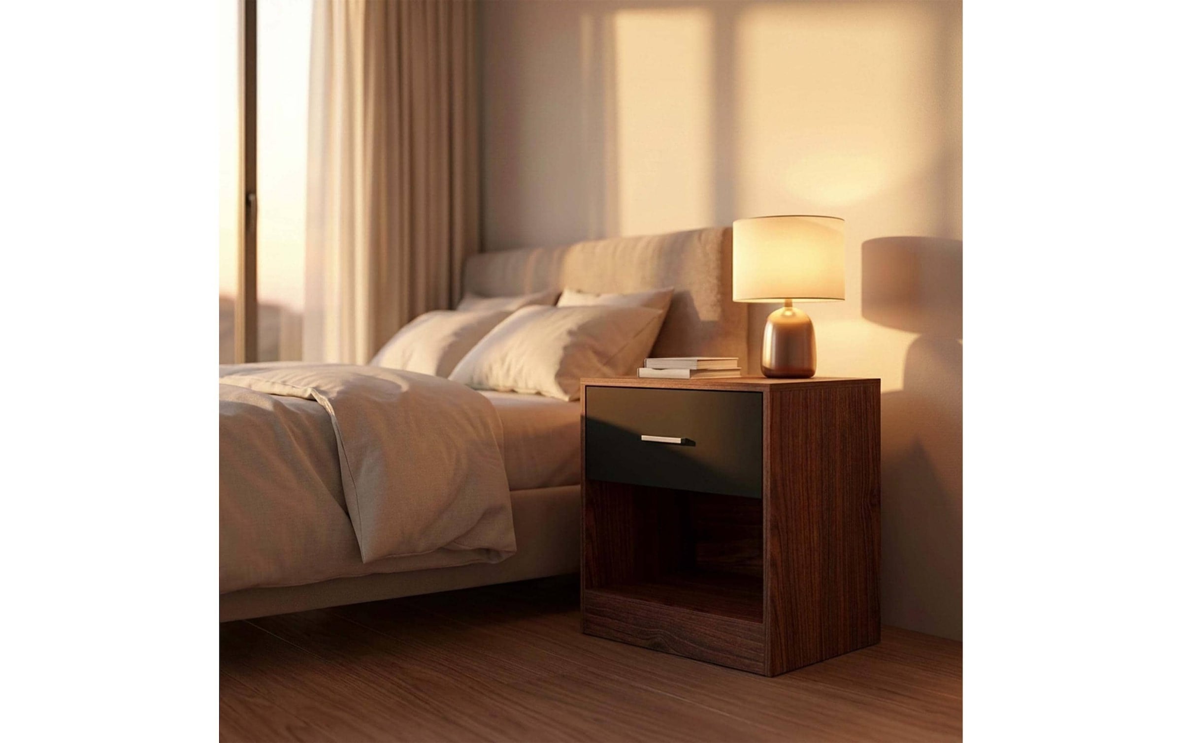 relaxdays »Nachttisch 39 x 41 cm, Weiss/Braun, 2er Set«