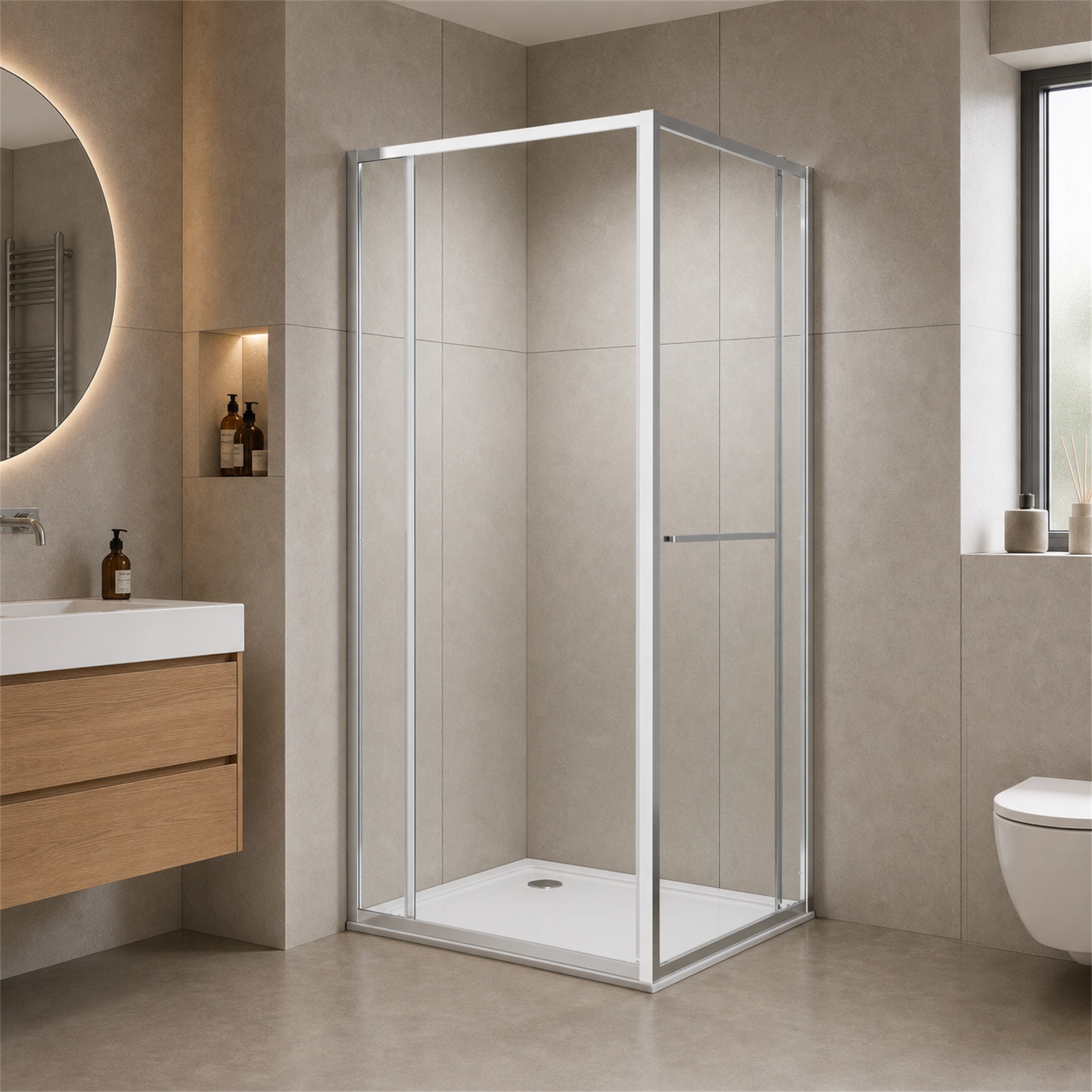 GOODproduct Douche d'angle »Vinci« porte battante pour largeur d'entrée maximale, système à double roulettes
