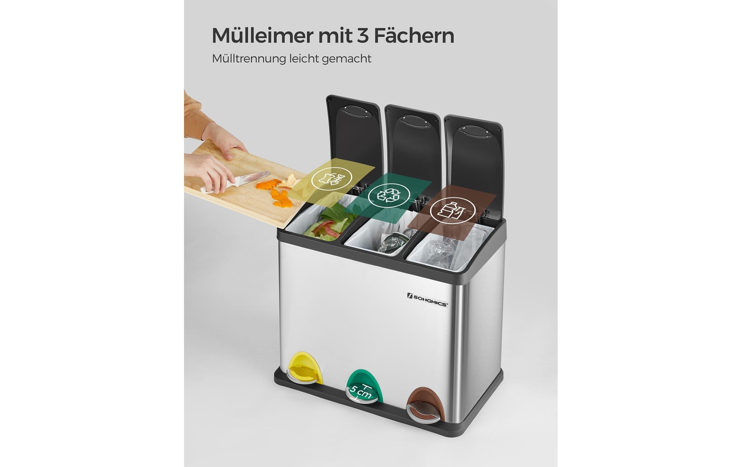 SONGMICS Mülleimer »24 l« 3 Behälter
