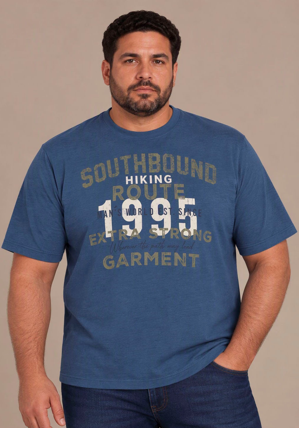 Man's World Plus Rundhalsshirt »auch in Grosse Grössen bis Gr. 7XL Ärmel-Fit« regular fit, Kurzarm, casual, für Frühling und Sommer