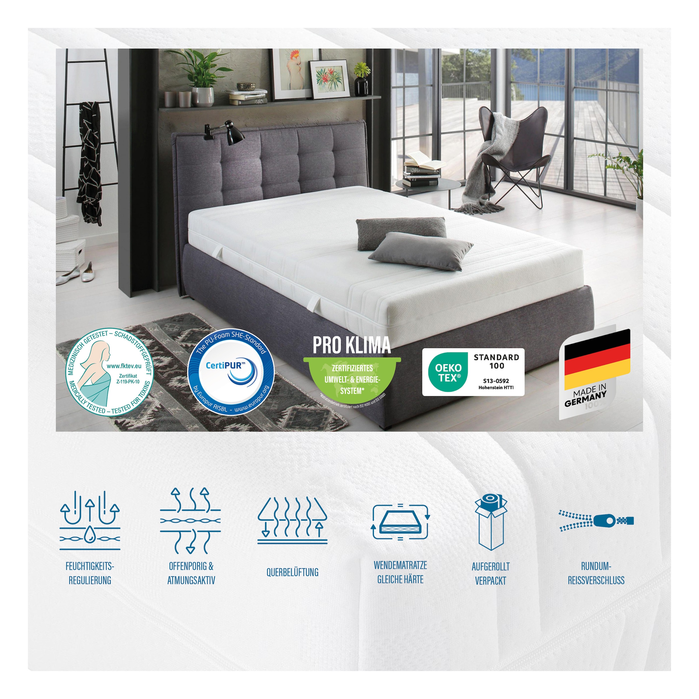 Beco Taschenfederkernmatratze »BodyMax« 22 cm hoch 480 Federn 1 Stk. tlg. komfortable Matratze in 90x200, 140x200 cm und weiteren Grössen