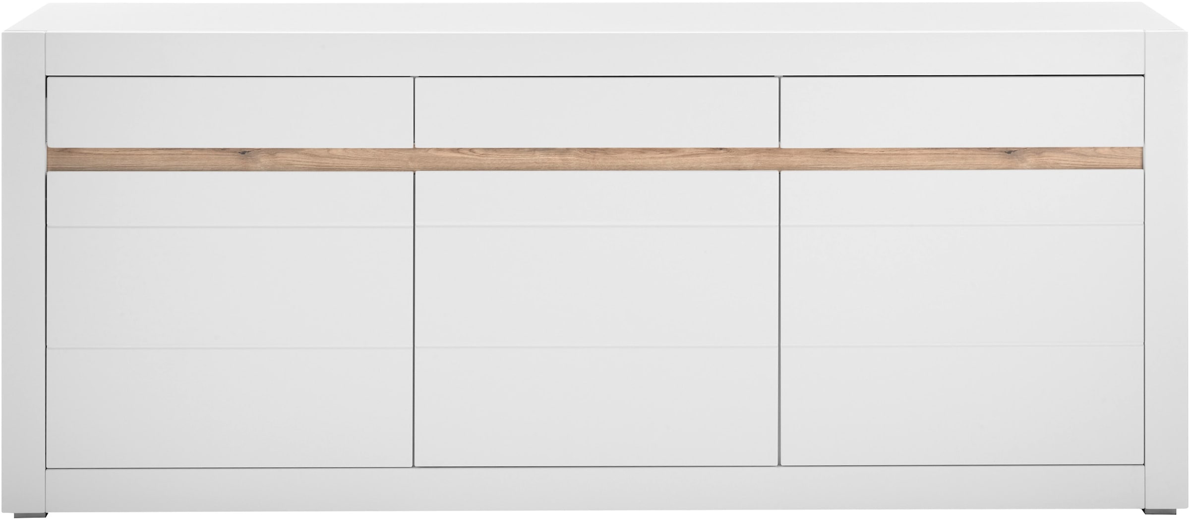 Home affaire Sideboard »Chester, moderne Anrichte, Kommode mit Stauraum, Schrank, Weiss Matt« 1 cuis tlg. austauschbare Blende in Griffleiste, zeitloses Design, 217 cm breit
