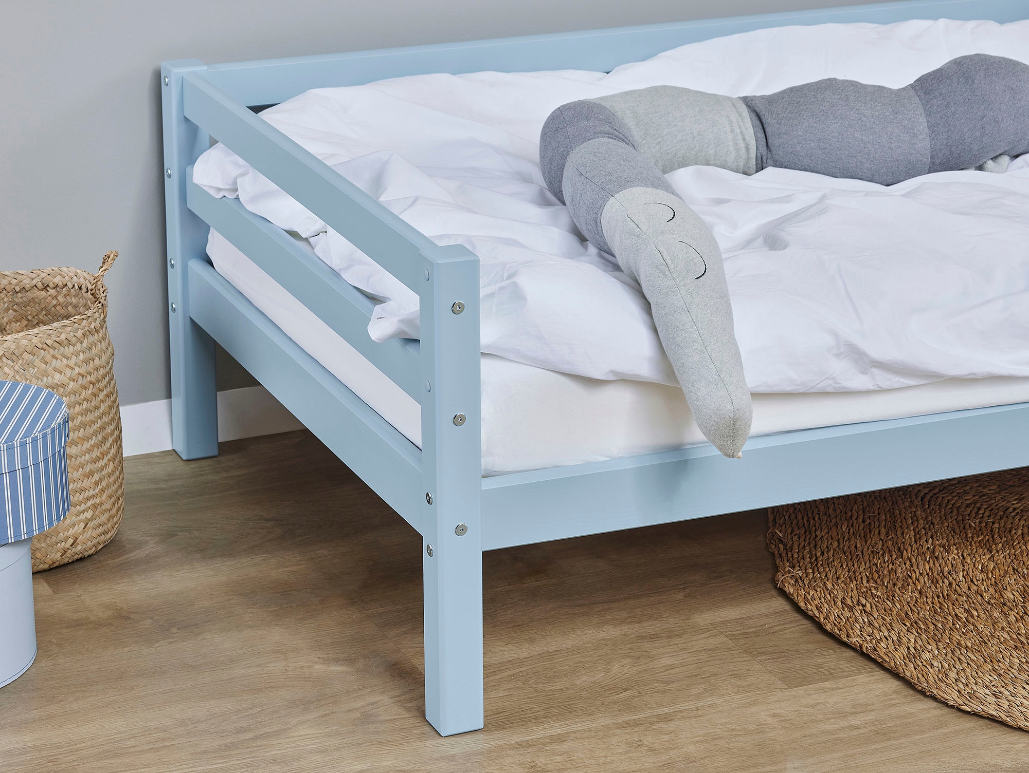 Hoppekids Lit de jour »Kinderbett ECO Dream, Einzelbett, Juniorbett 90x200« Lit,  blanc, vert, bleu, rose, gris