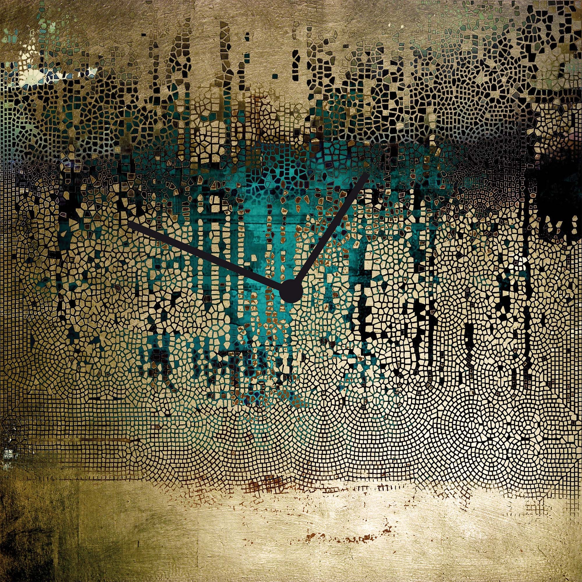 queence Wanduhr »Blattgold Applikationen, vergoldet« Uhr, geräuschlos, gold, Blattgold, handarbeit