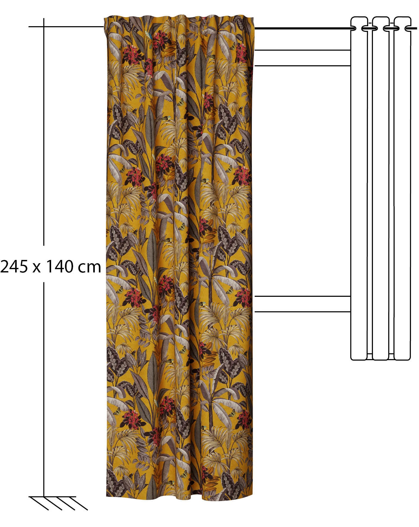 HOMING Vorhang »Kelani« verdeckte Schlaufen 1 Stk. tlg. blickdicht, floral, Blumen, Wohnzimmer, Schlafzimmer