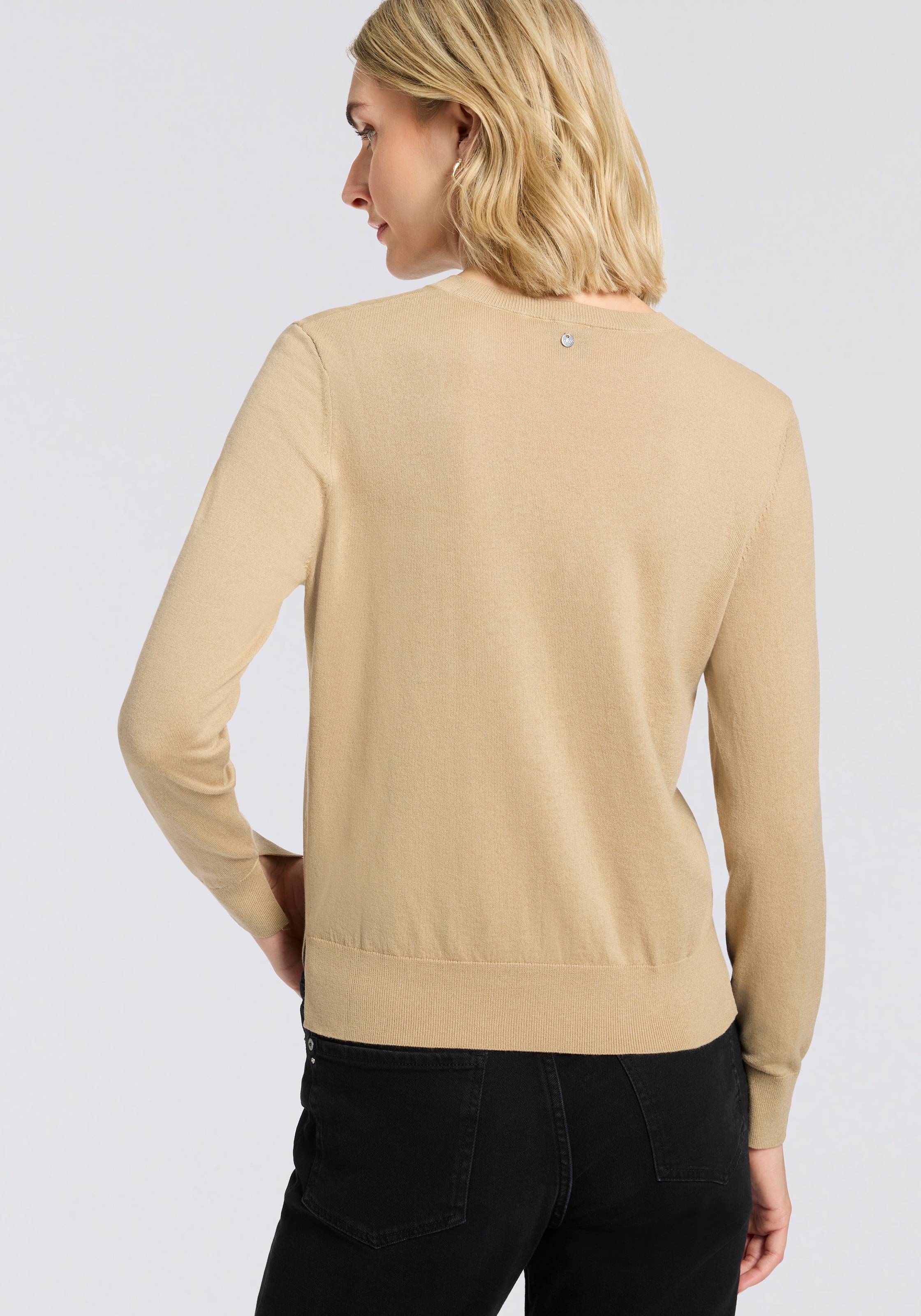 BOSS ORANGE Pull en tricot »Finguine Premium Damenmode« mit Ajour-Dekor, Rundhalsform