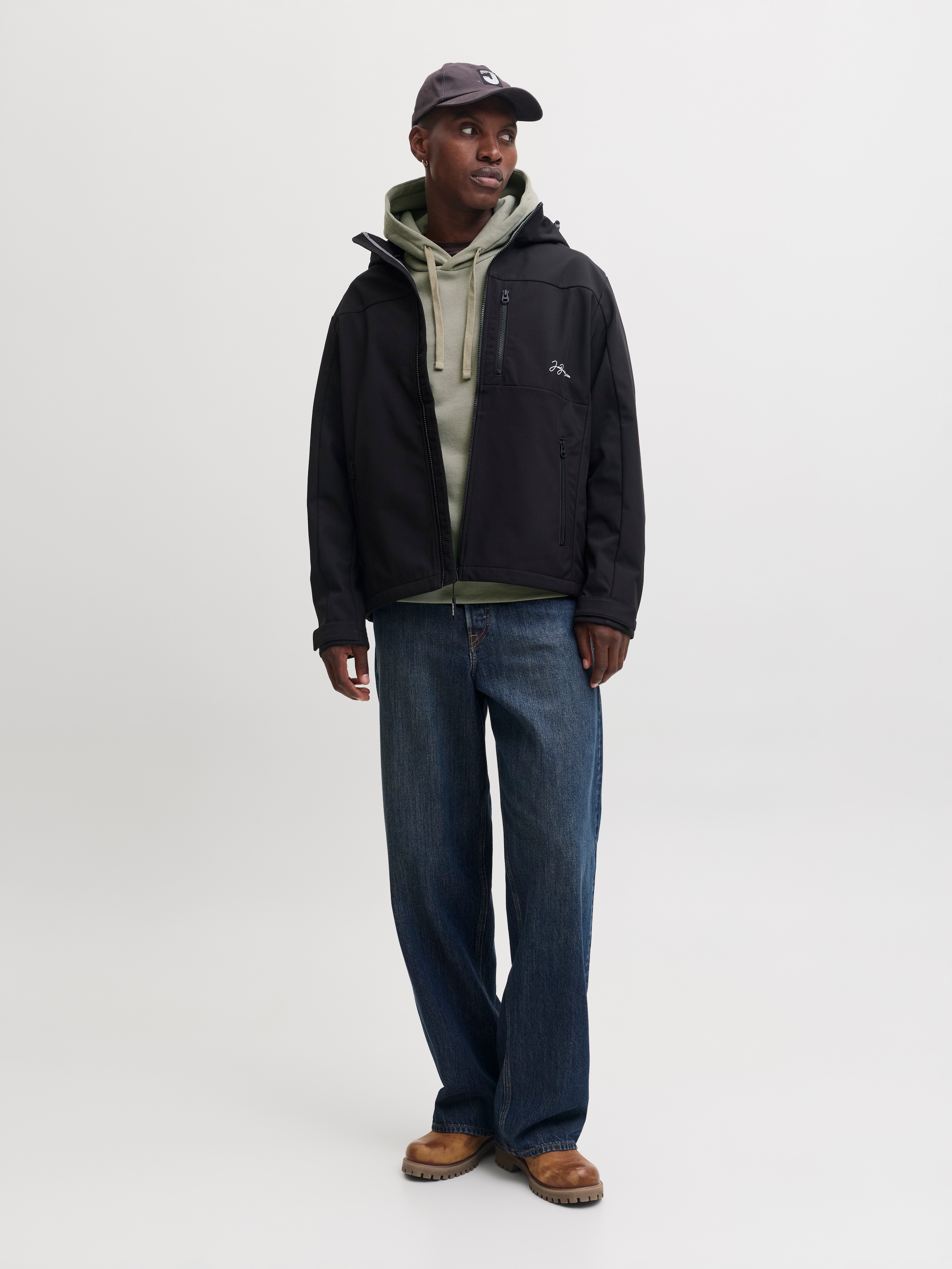 Jack & Jones Sweat à capuche »JJCLEVELAND SWEAT HOOD SN«, mélange de matériaux, coupe régulière
