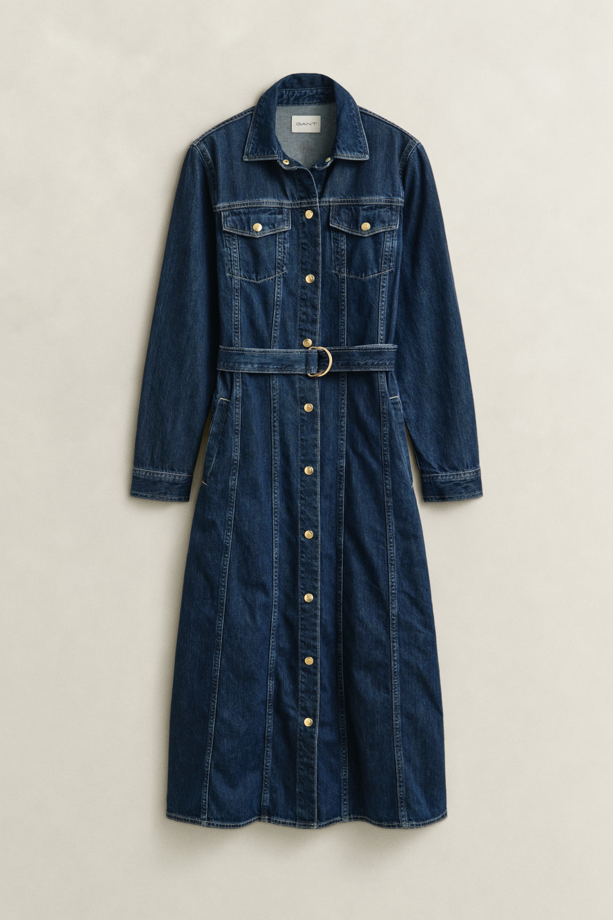 Gant Robe en jean »BELTED DENIM MIDI« Poches passepoilées | Poches poitrine avec ceinture réglable