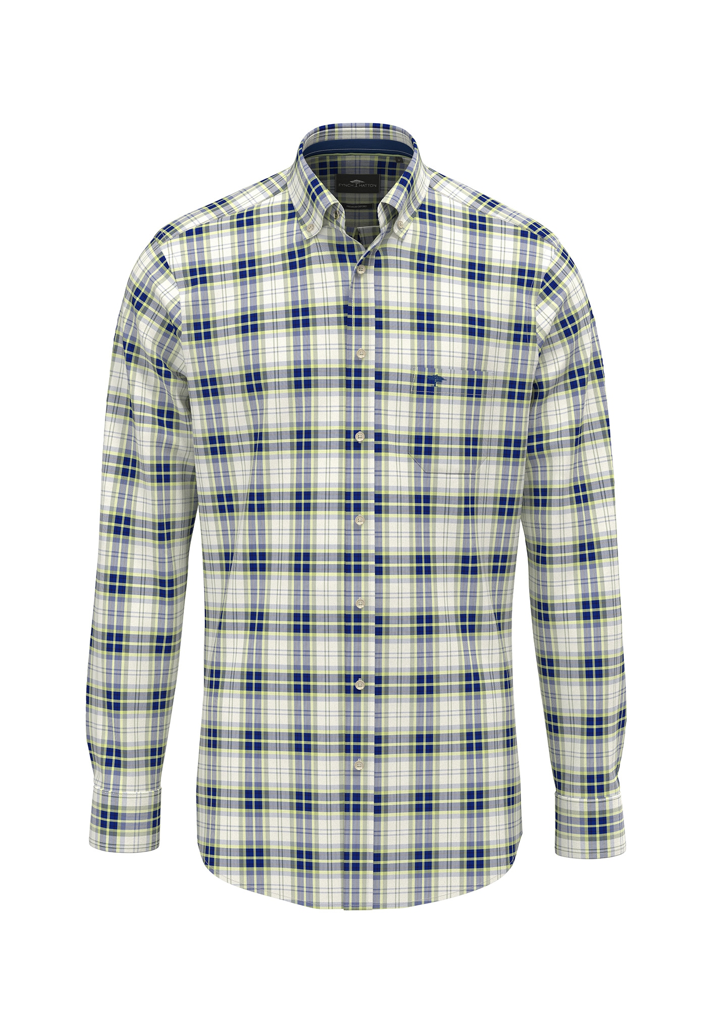 FYNCH-HATTON Chemise à manches longues »Washed Oxford Check« normale Passform, kariertes Muster, mit Brusttasche