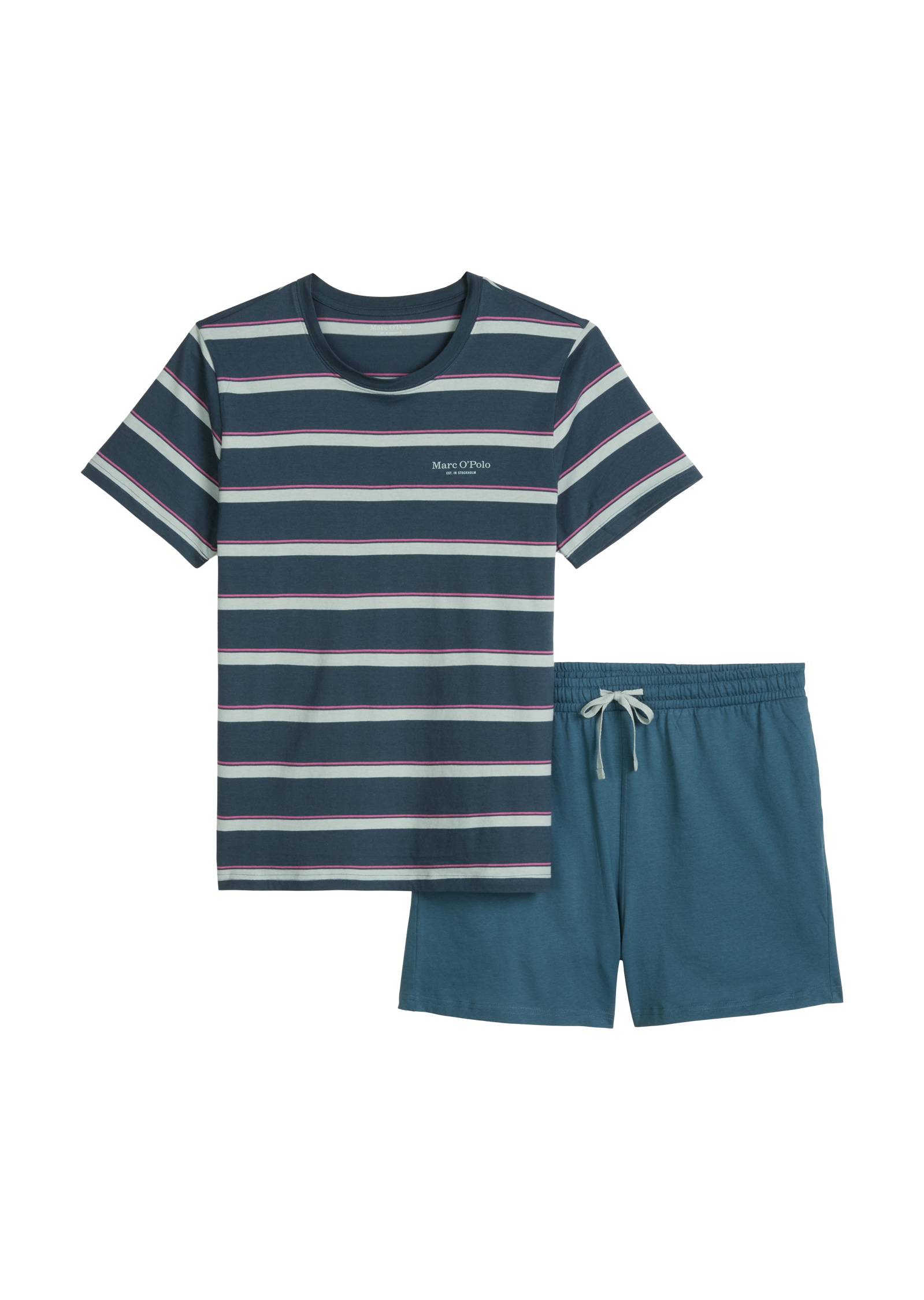 Marc O'Polo Shorty »Mix N Match Cotton« 2 tlg. mit Rundhalsausschnitt, kurzem Arm und gestreiftem Oberteil