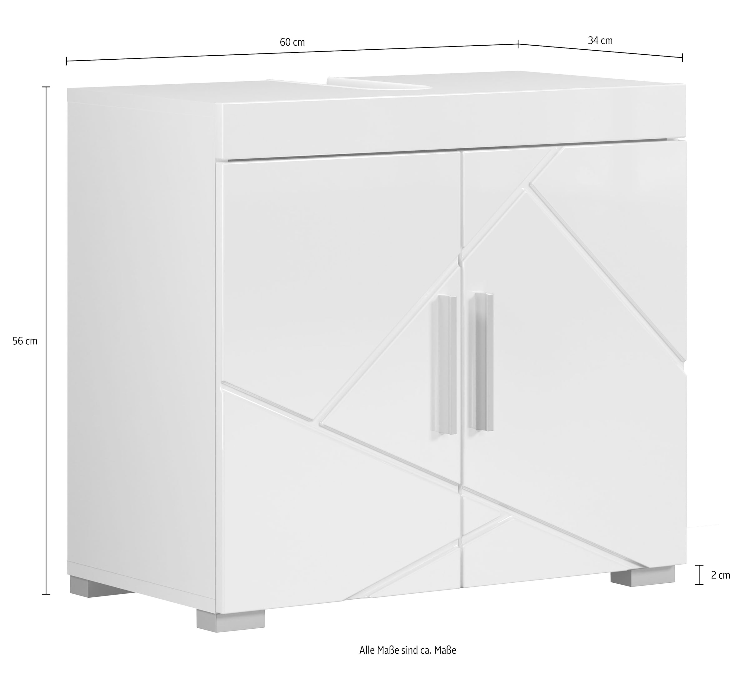 welltime Waschbeckenunterschrank »Avena« 1 Stk. tlg. Waschbeckenunterschrank mit Türen & Einlegeboden – (B/T/H) 60/34/56 cm