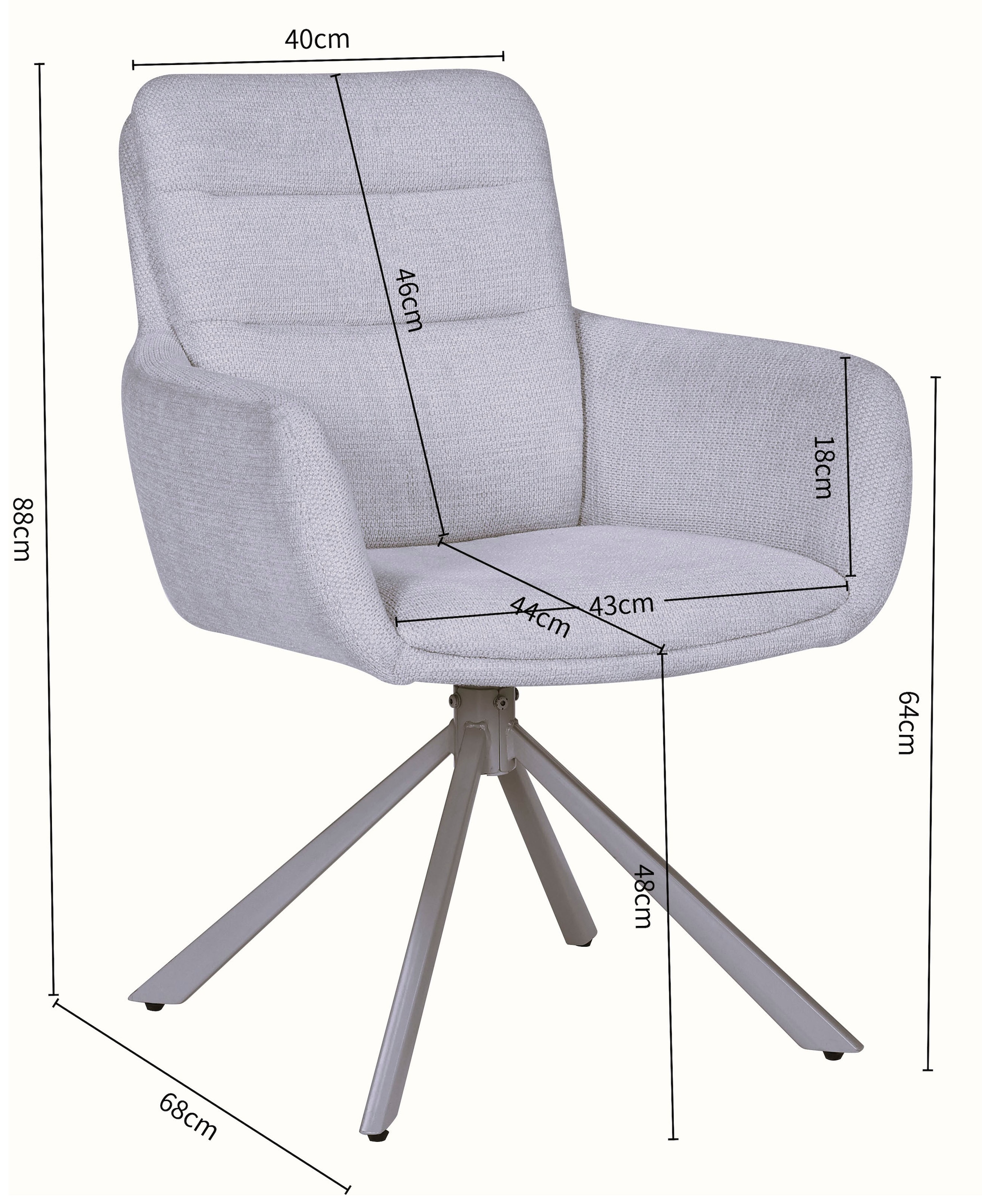 GOODproduct Chaise de salle à manger »Asly« (Ensemble) 2 cuisavec tissu tissé de haute qualité, structure métallique et fonction 360°