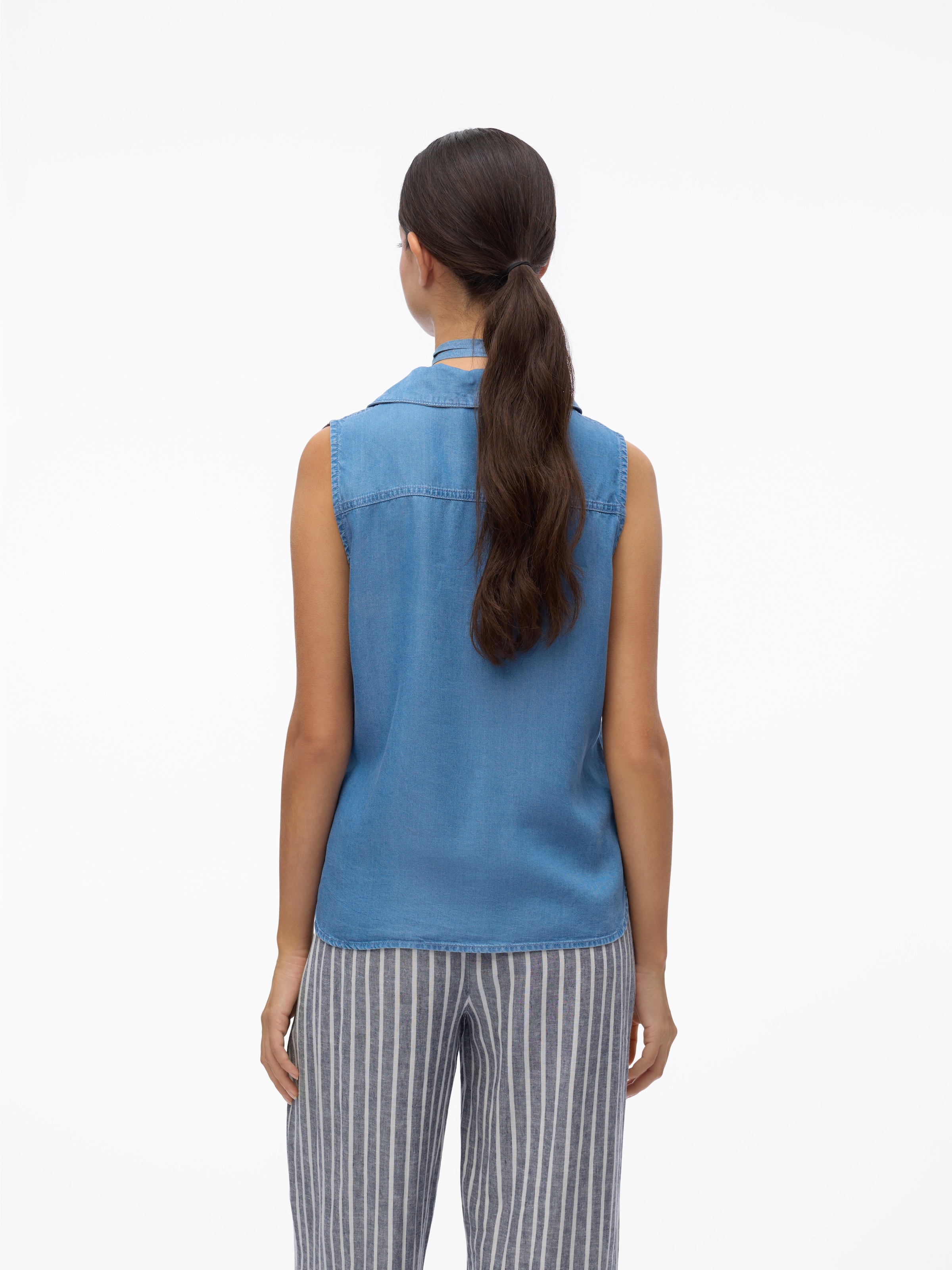 Vero Moda Haut de chemise »VMHARPER SL COLLAR SHORT TENCEL TOP GA« viscose, coupe regular