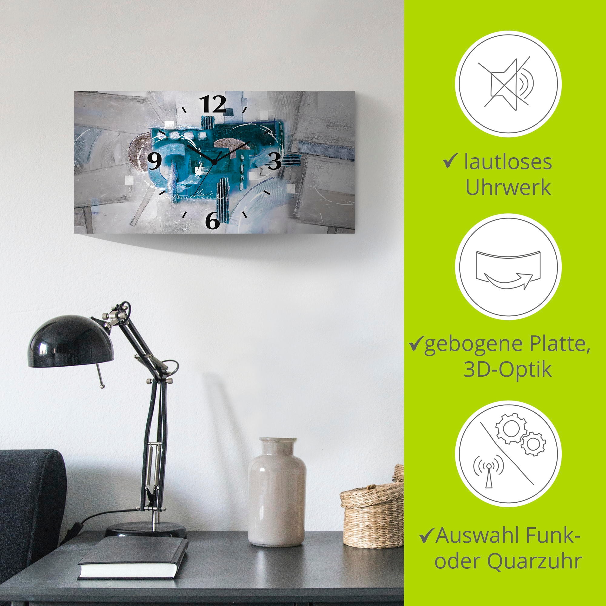 Artland Horloge murale »Abstrakte blaue Kreise« wahlweise mit Quarz- oder Funkuhrwerk, lautlos ohne Tickgeräusche