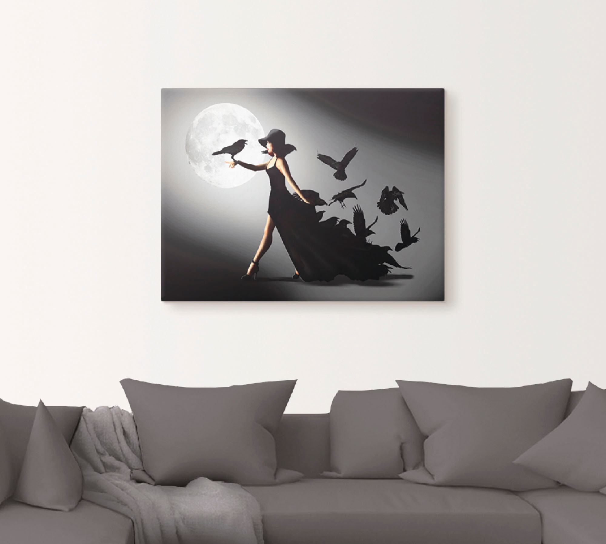 Artland Wandbild »Die Frau mit den Raben« Animal Fantasy 1 Stk. tlg. als Alubild, Leinwandbild, Poster in verschied. Grössen