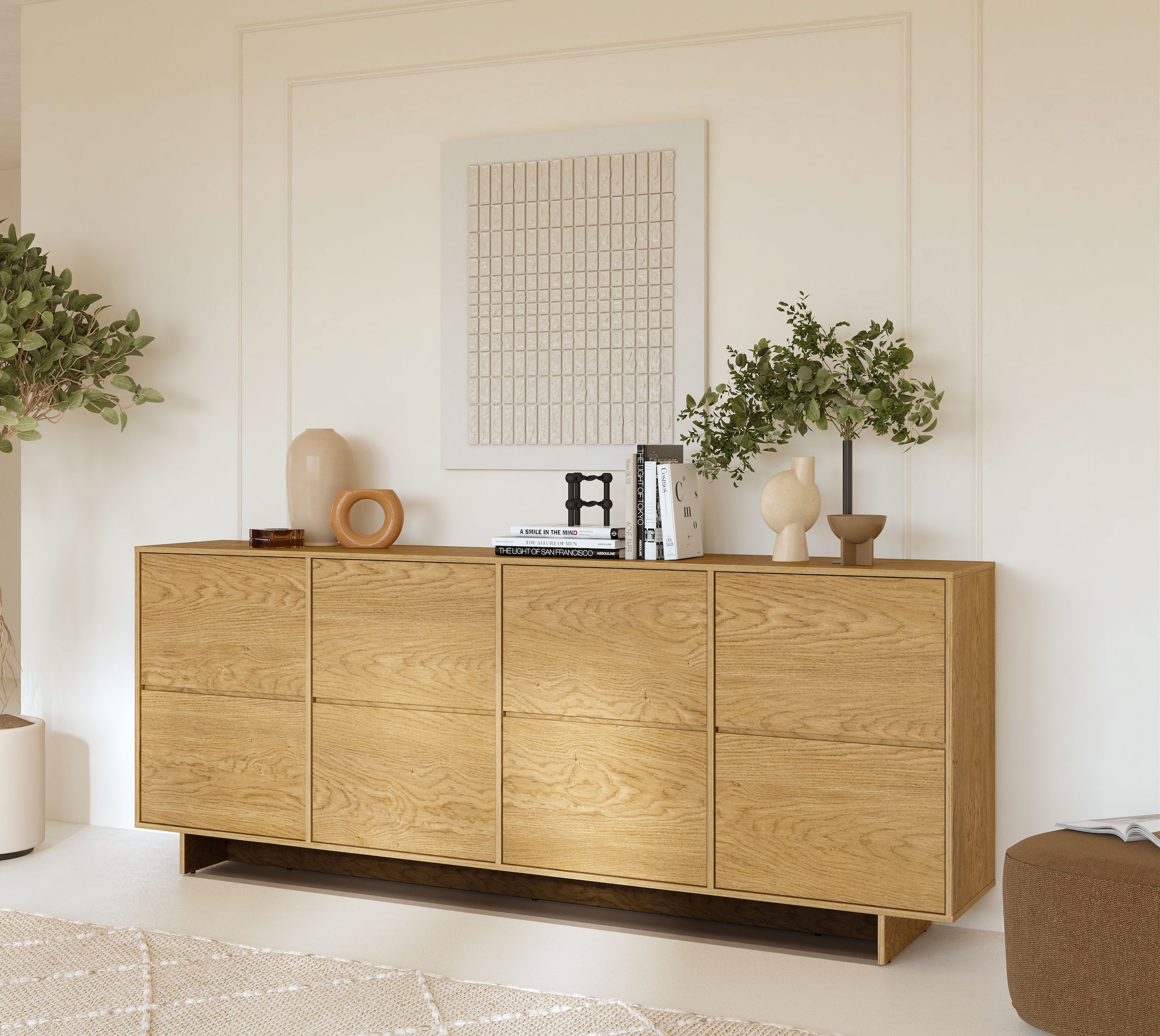 GOODproduct Buffet »Tatami, Stilvolle, moderne grifflose Kommode 4 Türen, Breite 220cm« Anrichte mit viel Stauraum, Böden verstellbar, push-to-open-Funktion