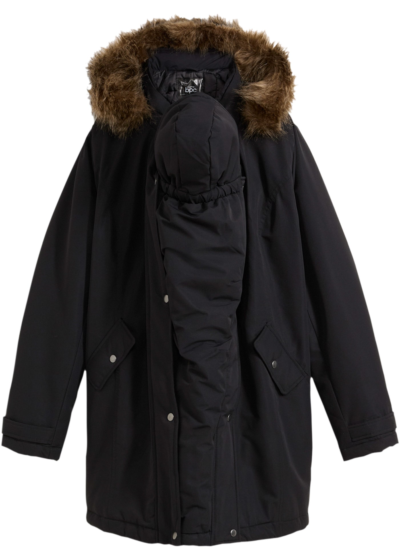 bonprix Umstandsjacke mit Kapuze mit elastischem Gummizug, seitlicher Erweiterung durch Reissverschlüsse