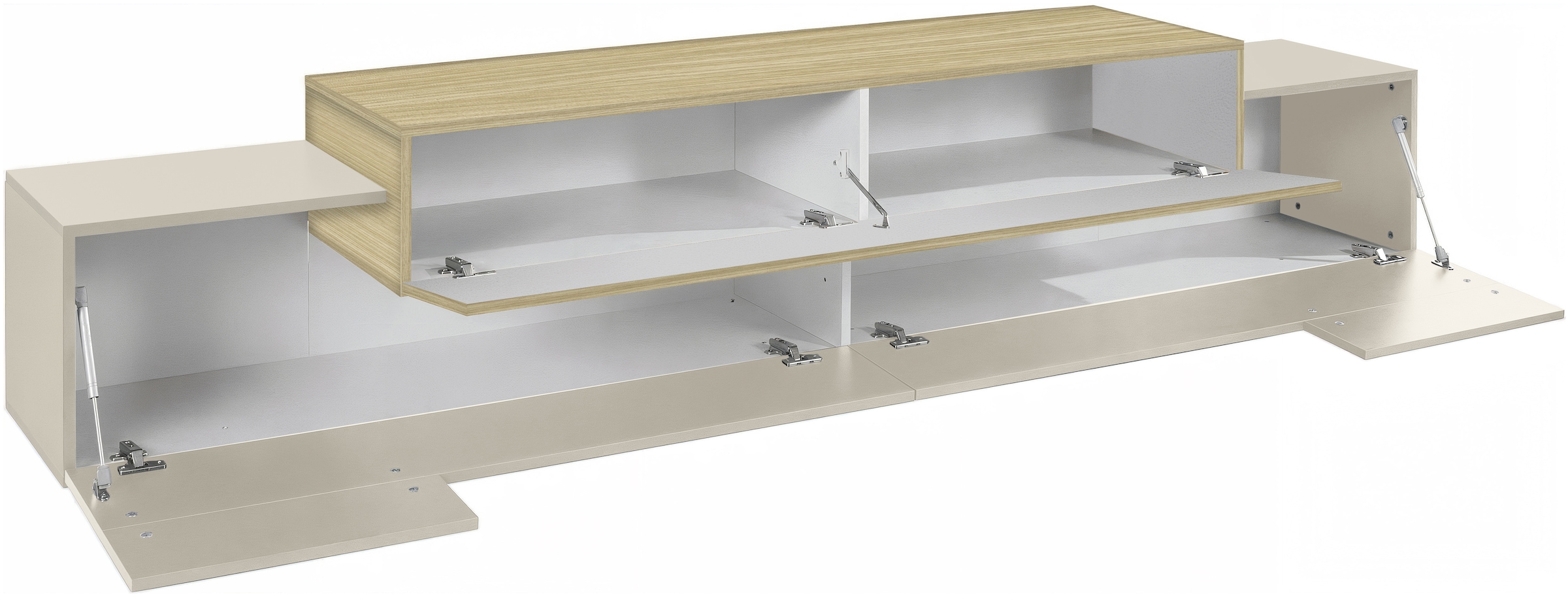 Home affaire Table basse »Coro,Lowboard,TV-Kommode,TV-Möbel,TV-Bank« mit 3 Klappen, (B/T/H) 240x45x51,6 cm