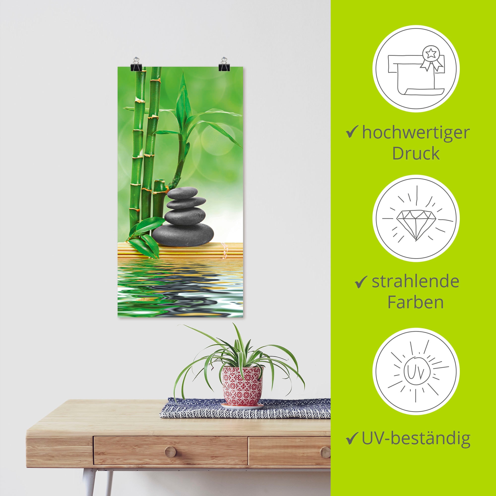 Artland Wandbild »Spa Konzept Zen Basaltsteine« Zen 1 Stk. tlg. als Leinwandbild, Poster, Wandaufkleber in verschied. Grössen