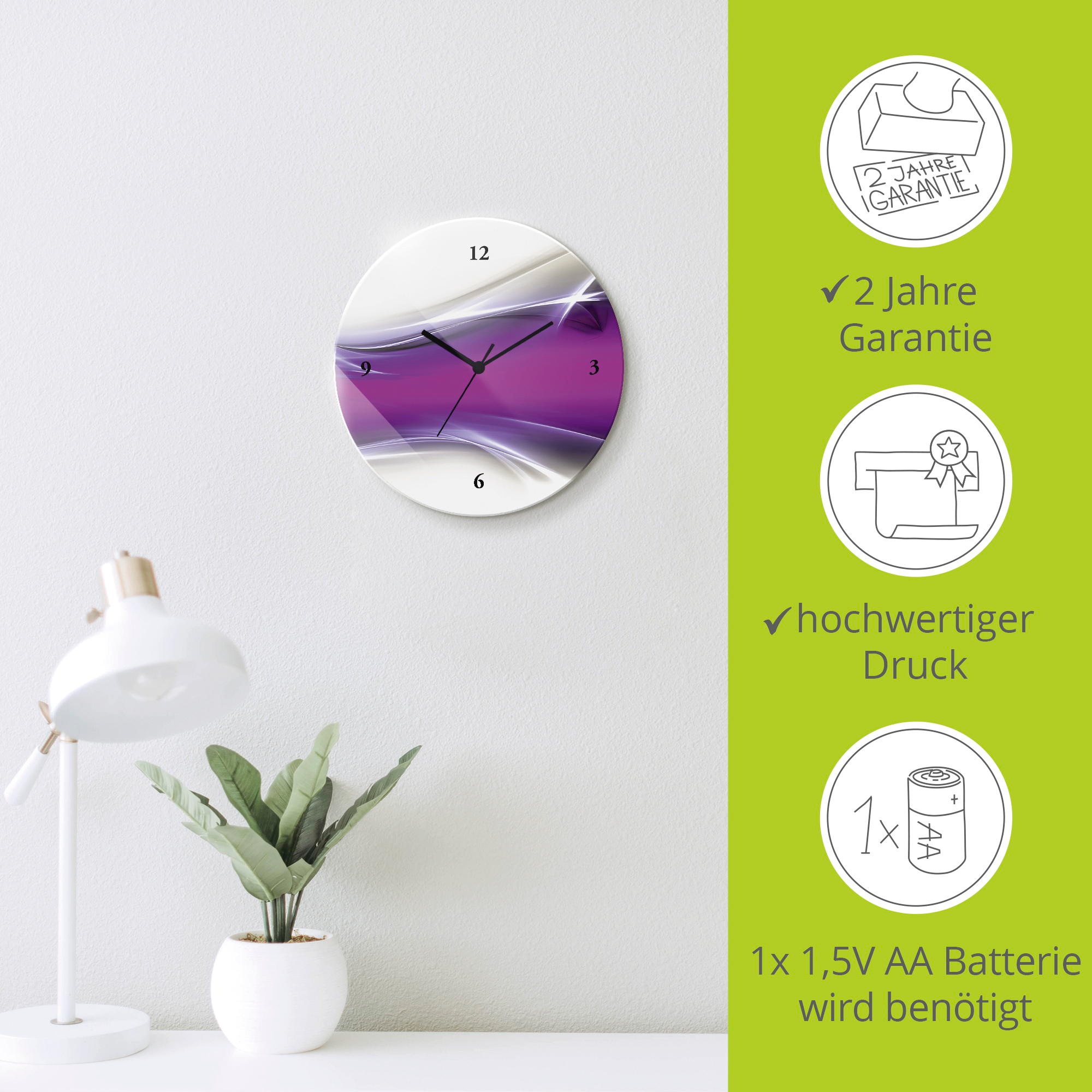 Artland Wanduhr »Kreatives Element« wahlweise mit  Quarz- oder Funkuhrwerk, lautlos ohne Tickgeräusche