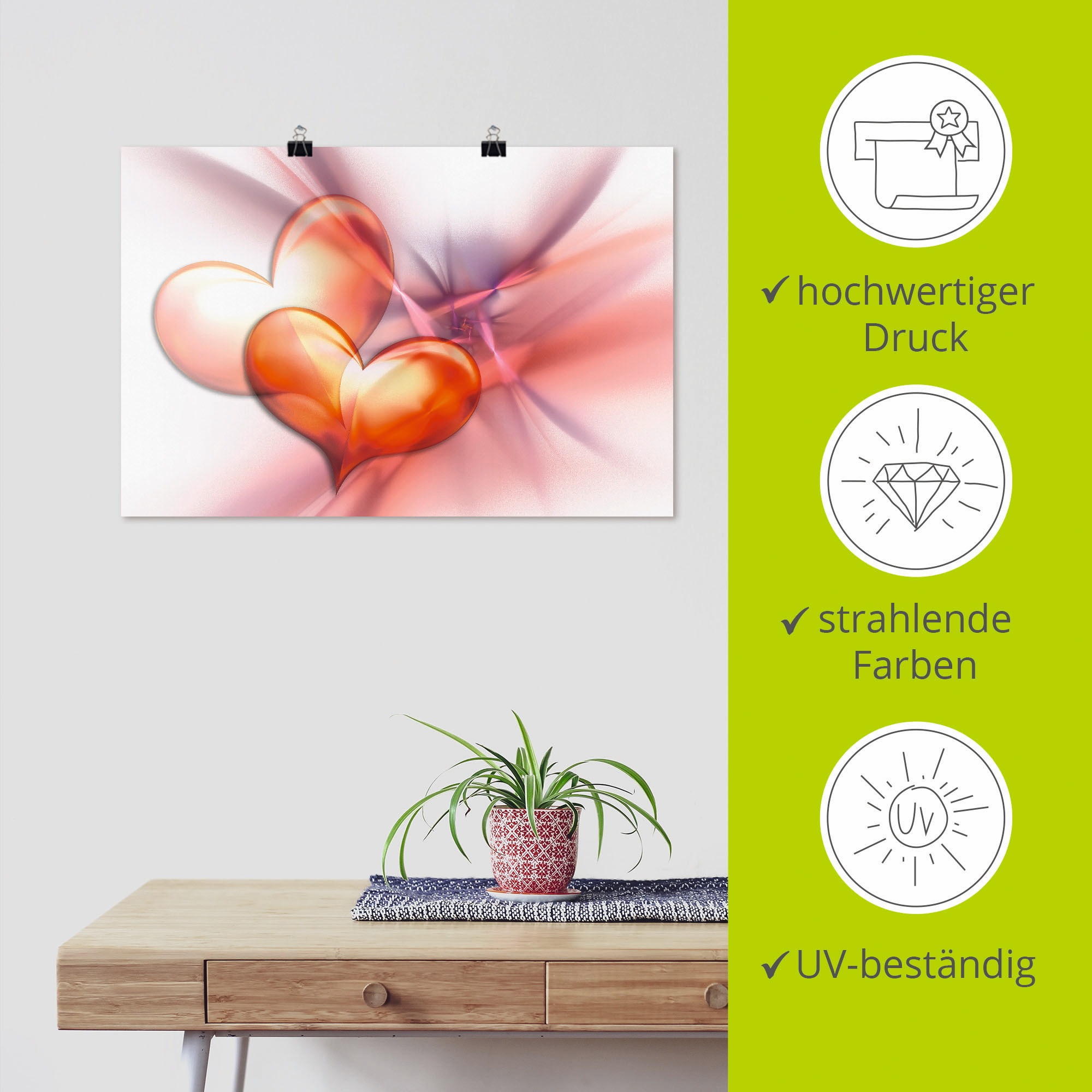 Artland Wandbild »Das höchste Glück« Herzen 1 Stk. tlg. als Leinwandbild, Poster in verschied. Grössen
