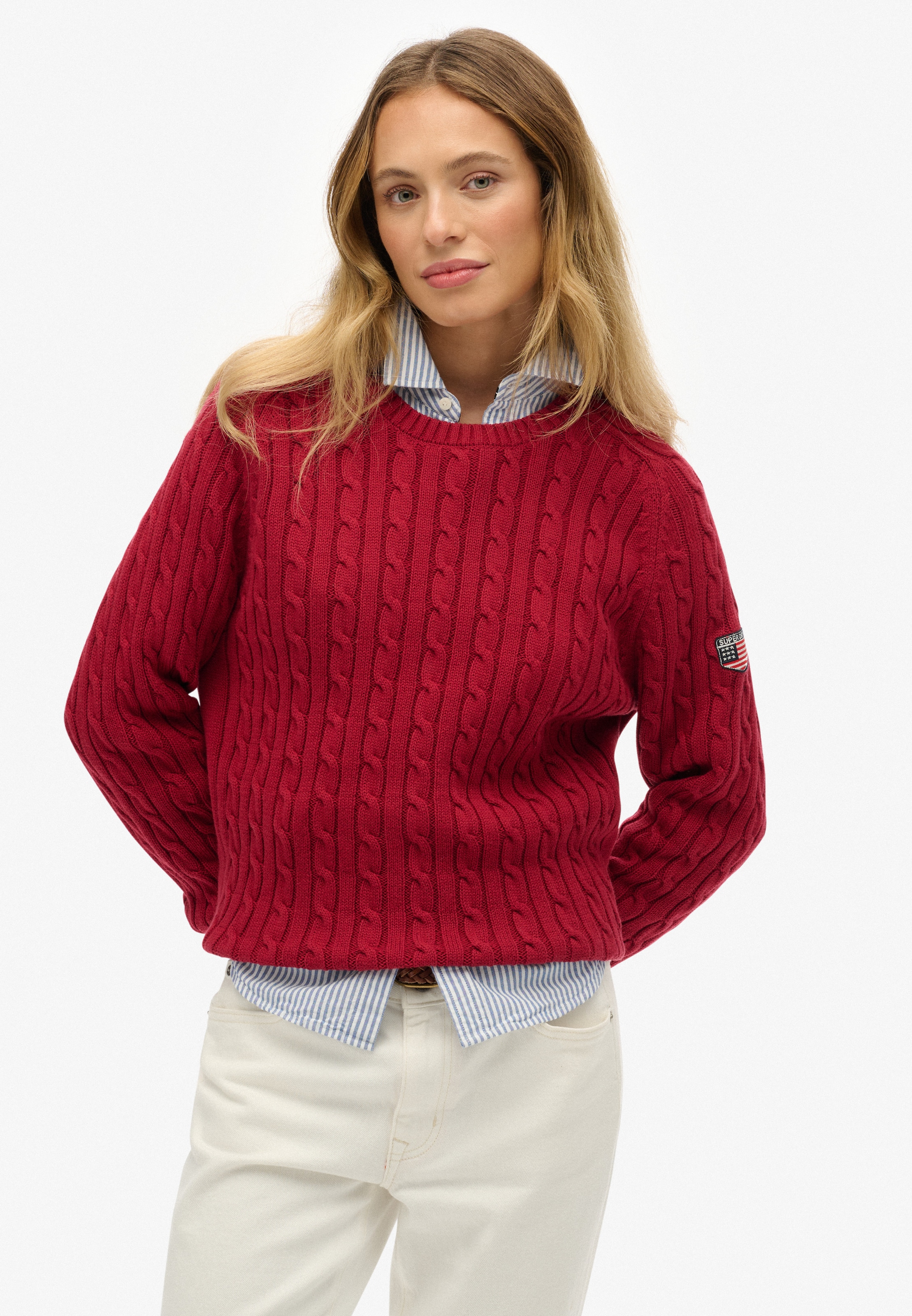 Superdry Pull en tricot »SLOUCHY CABLE KNIT« coton, coupe ample
