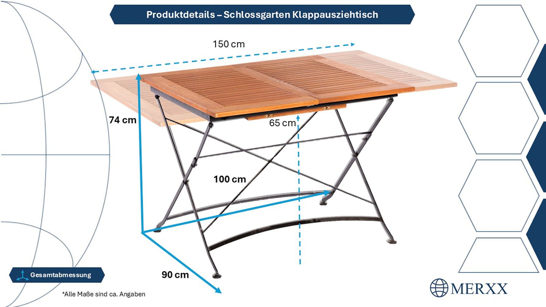 MERXX Gartentisch »Schlossgarten« 90x(100)150 cm