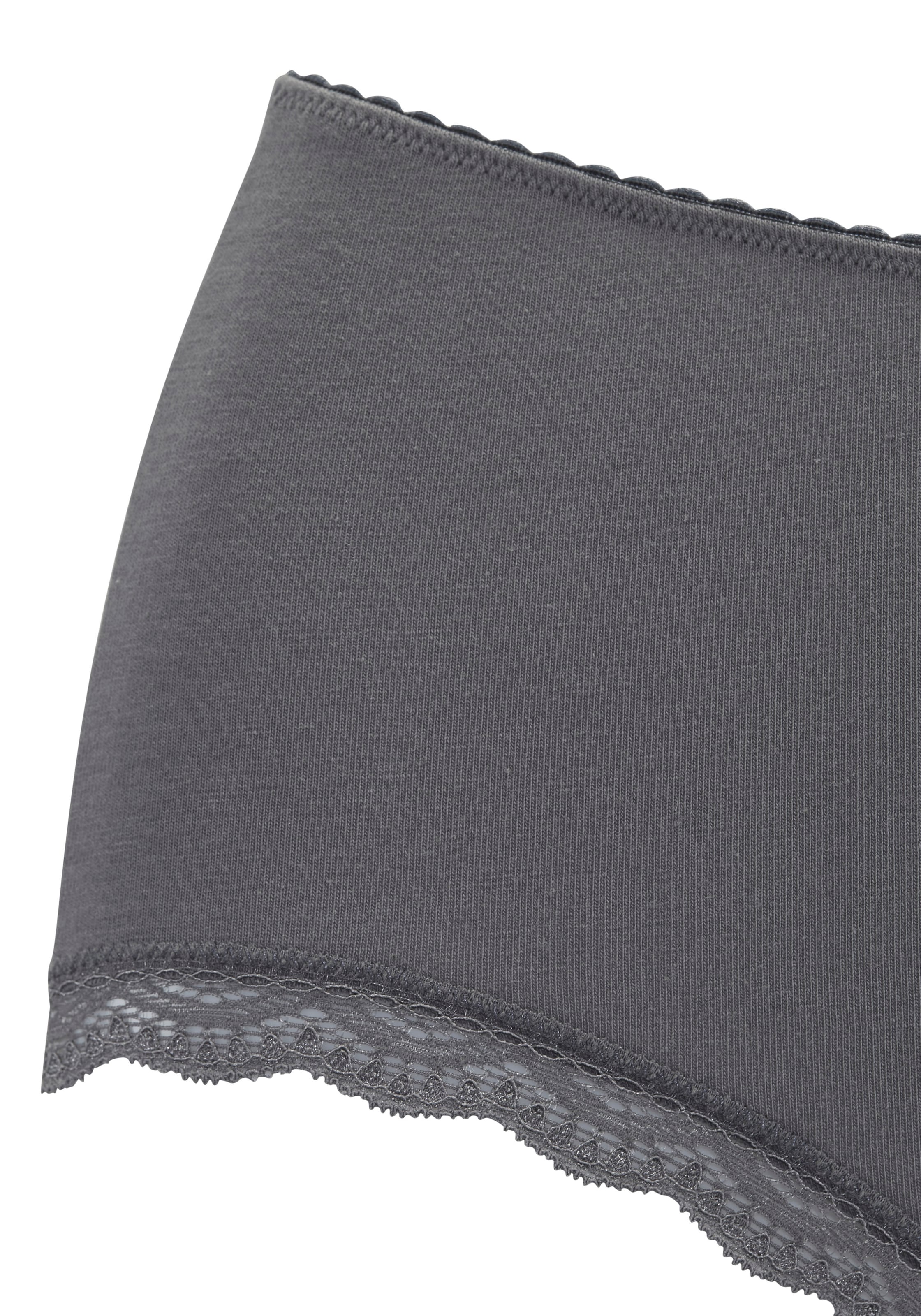 LASCANA Culotte haute 5er-Pack,  aus elastischer Baumwolle mit zarter Spitze, mit Aufbewahrungsbox