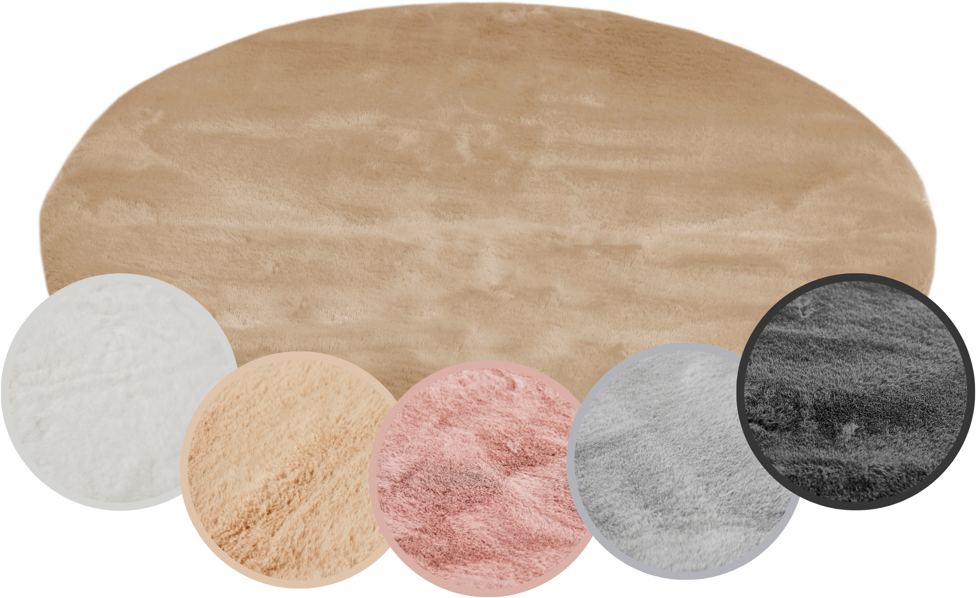 GOODproduct Hochflor-Teppich »Lugano« rund 30 mm Höhe Kunstfell, Uni Farben, sehr weich & kuschelig