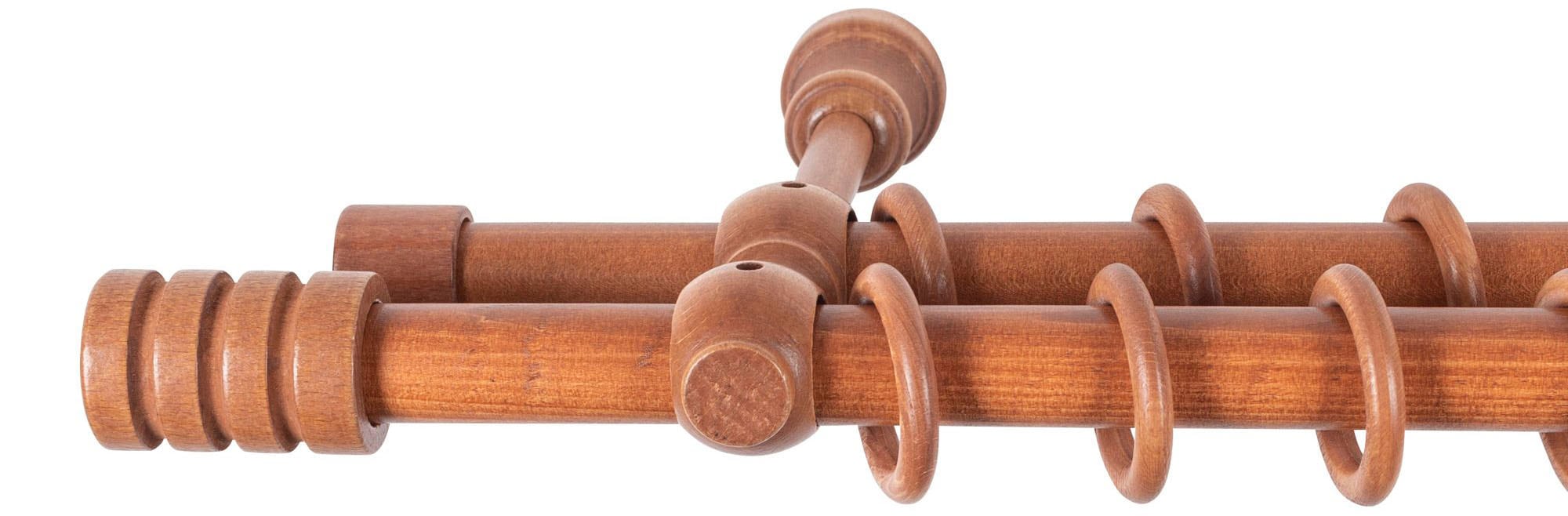 SN DECO GROUP Gardinenstange »Pisa« 2 läufig-läufig Fixmass 28 mm, Holz, verschiedene Längen und Farben, Komplettset