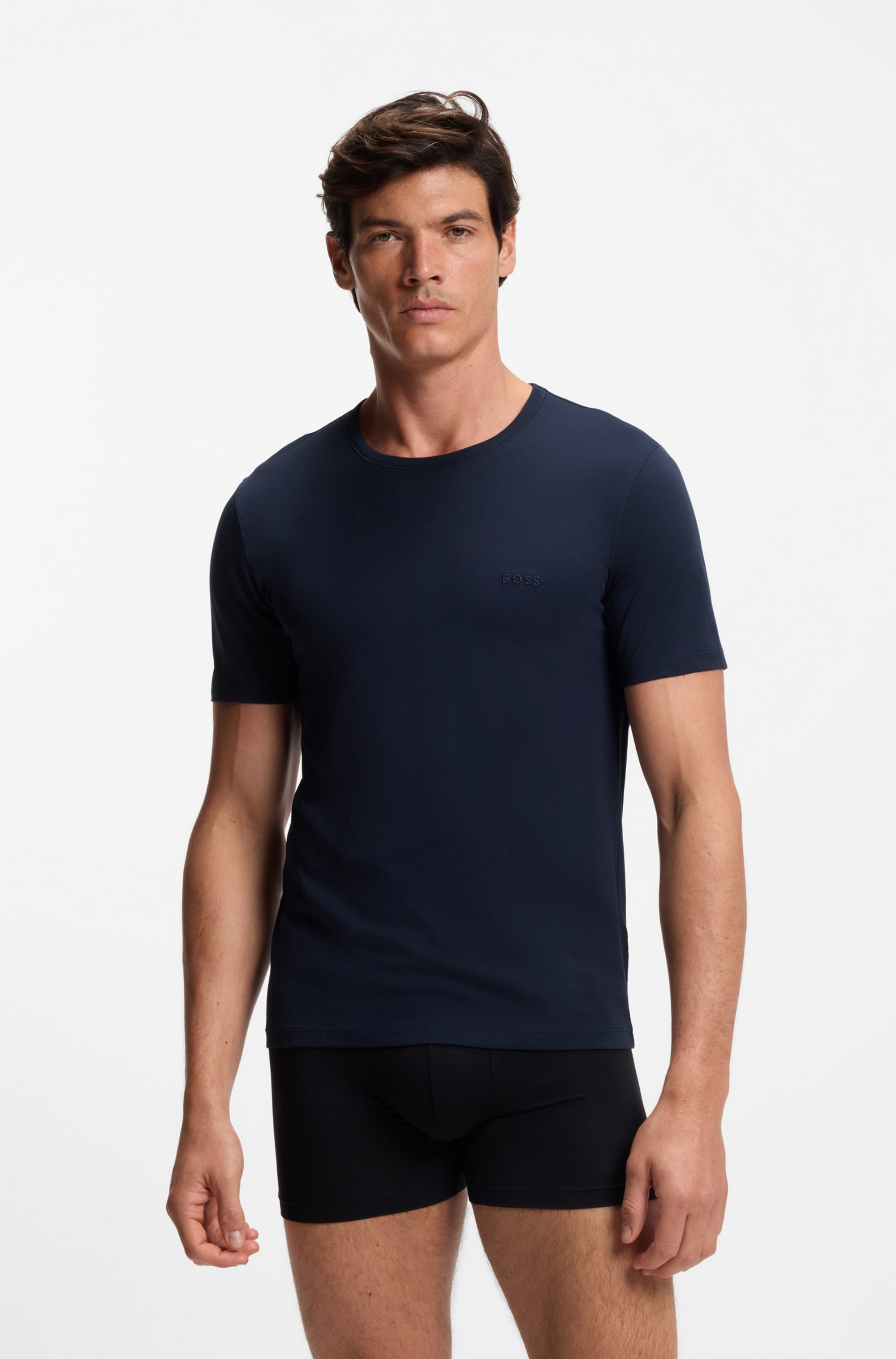 BOSS T-Shirt »TShirtRN 3P Classic« 3 tlg. mit Logostickerei